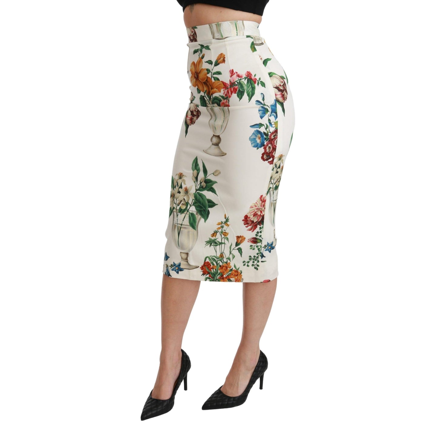 Multicolor Silk Stretch Flower Vase Skirt