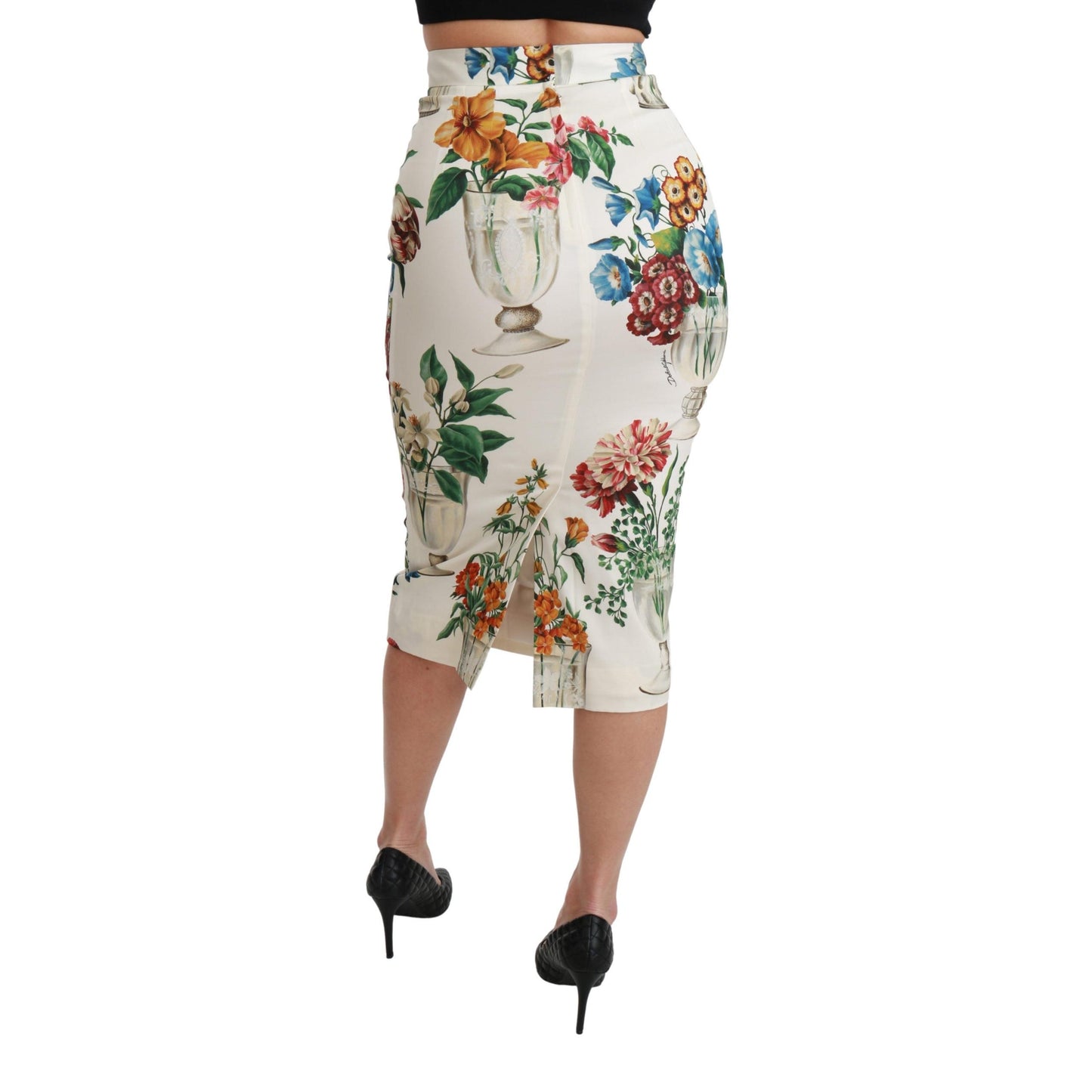 Multicolor Silk Stretch Flower Vase Skirt