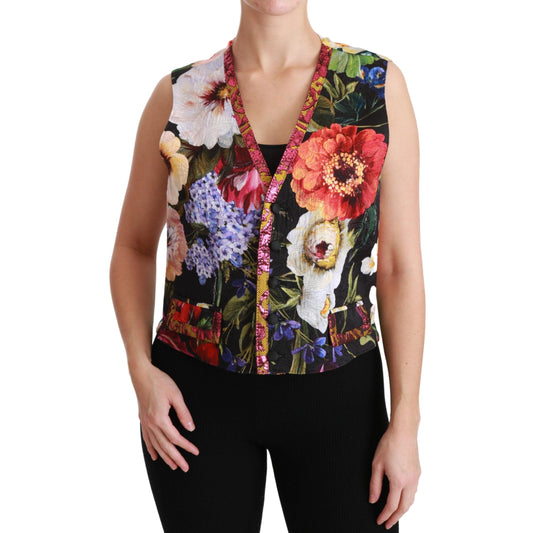 Multicolor Floral Sleeveless Waistcoat Top Vest