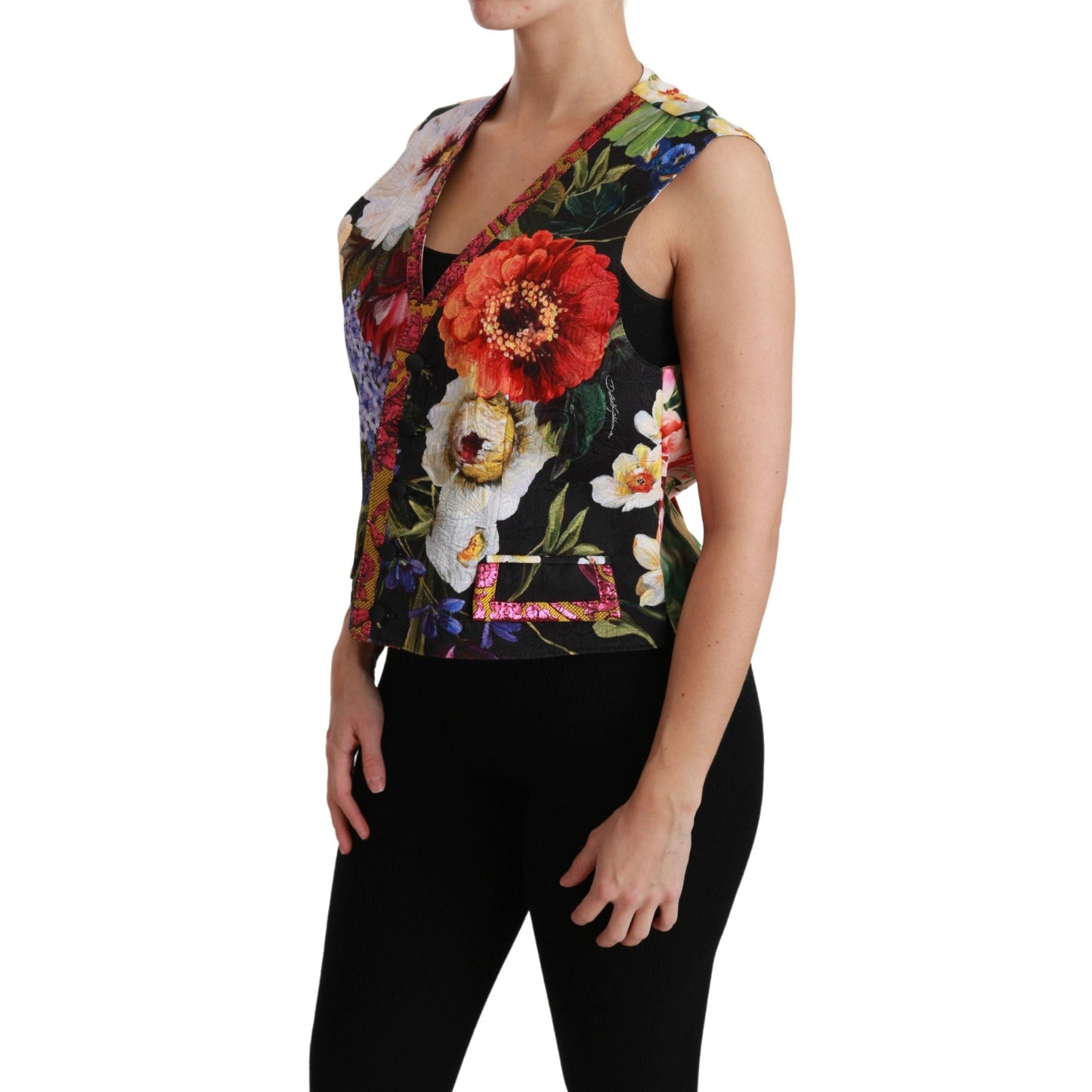 Multicolor Floral Sleeveless Waistcoat Top Vest