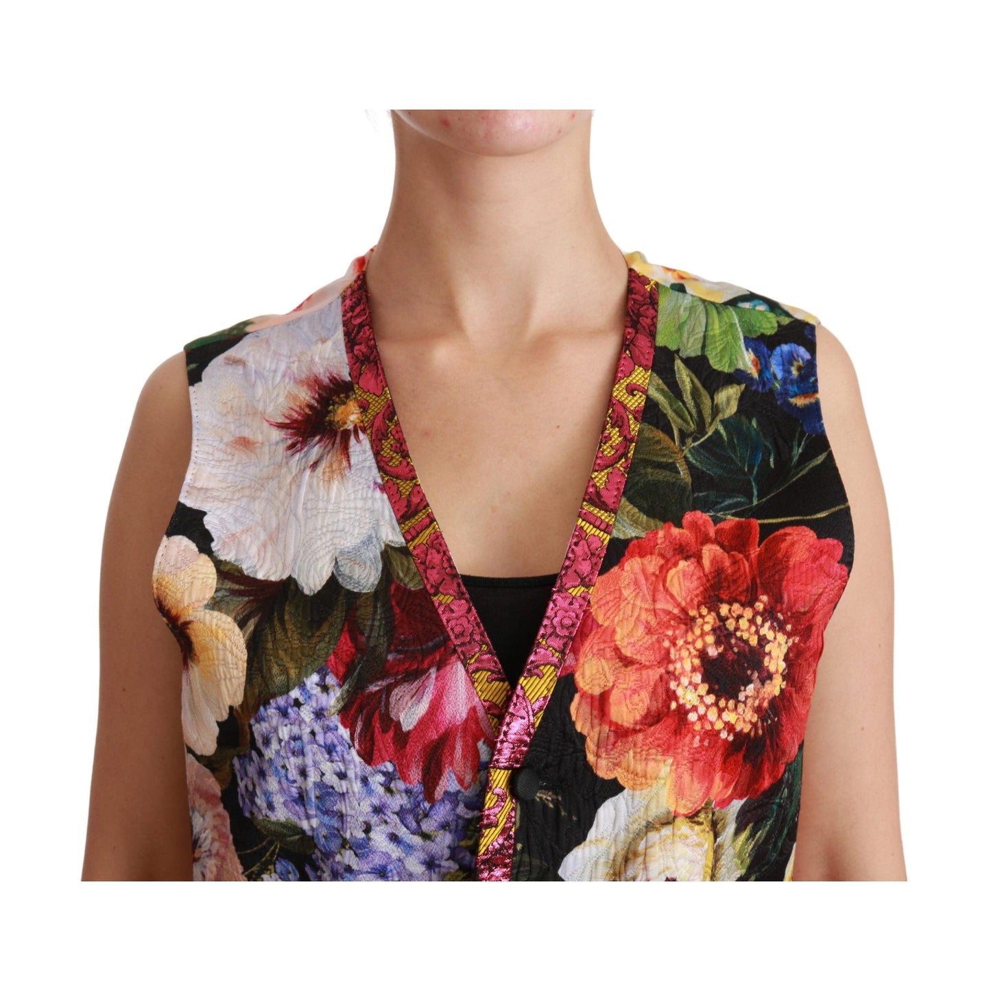 Multicolor Floral Sleeveless Waistcoat Top Vest