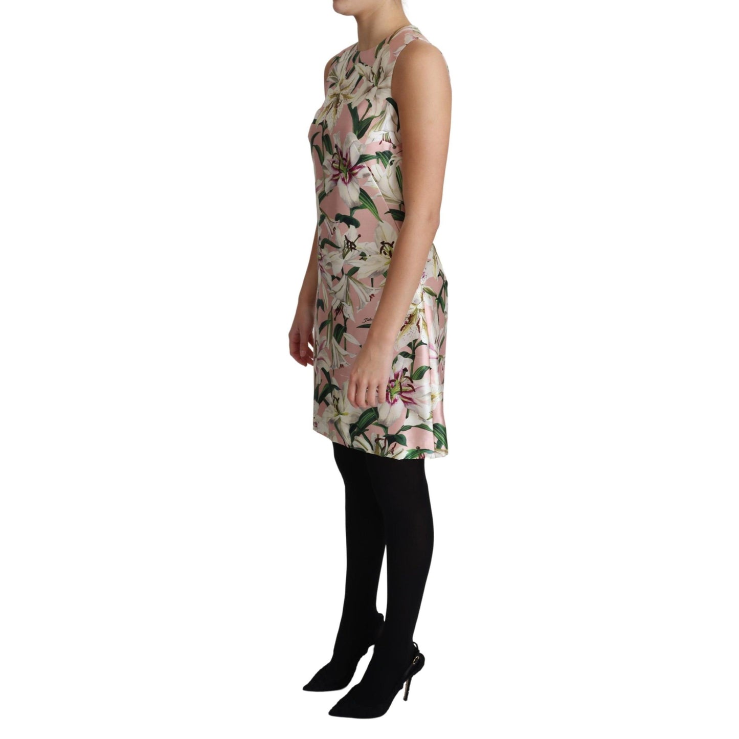 Pink Lily Print A-Line Shift Mini Dress