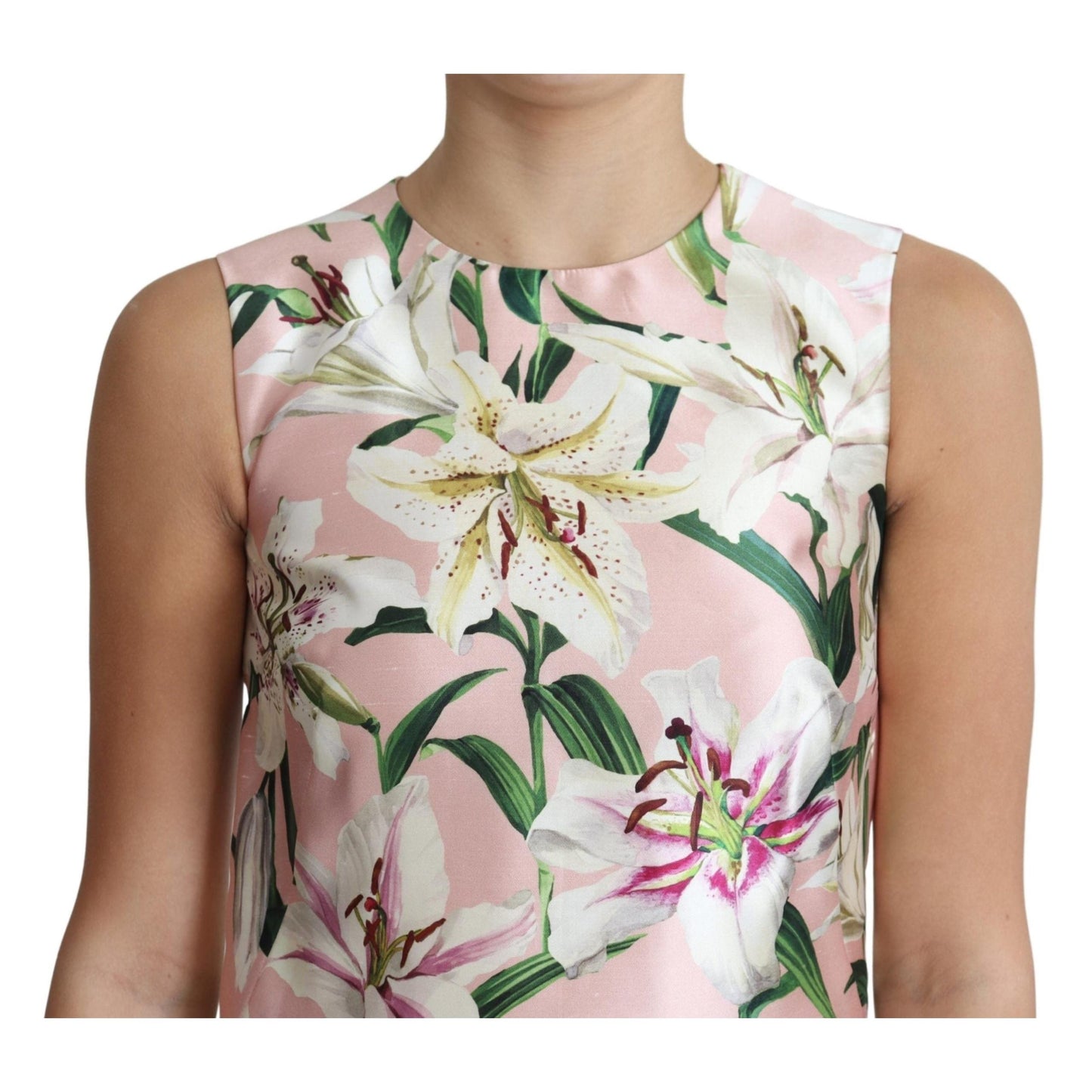 Pink Lily Print A-Line Shift Mini Dress