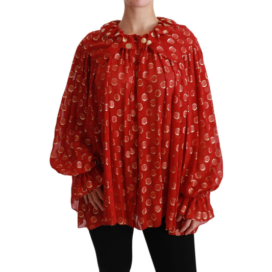 Red Gold Silk Shirt Womens Blouse