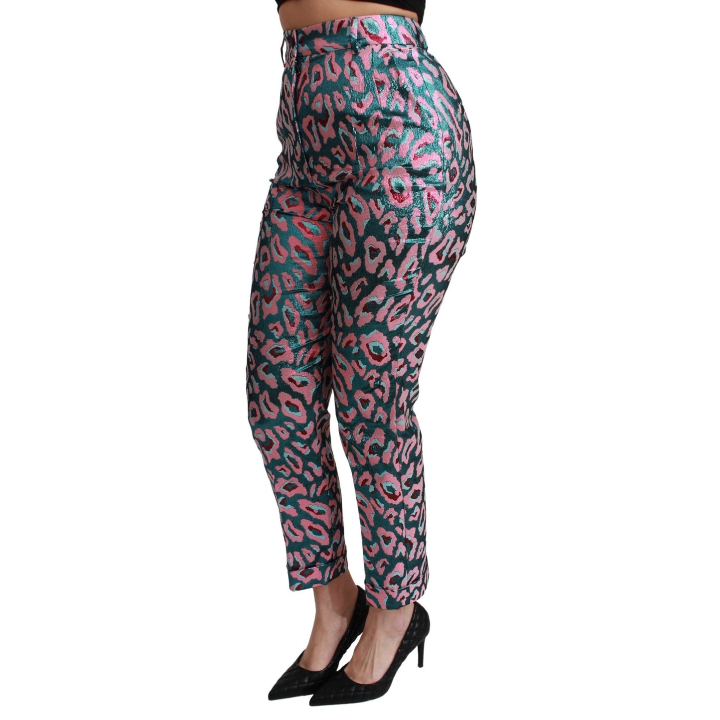 Multicolor Patterned Cropped High Waist Pants