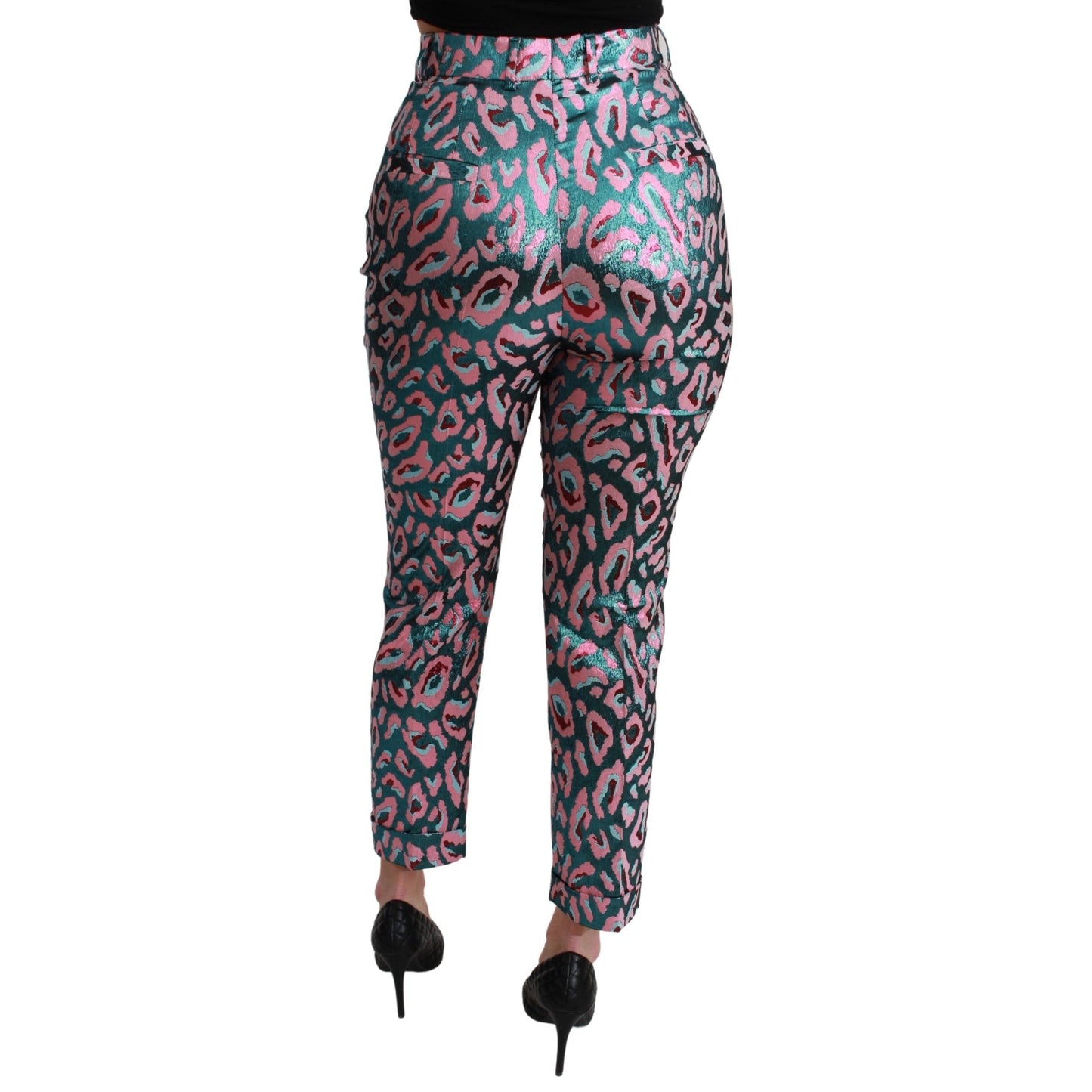 Multicolor Patterned Cropped High Waist Pants