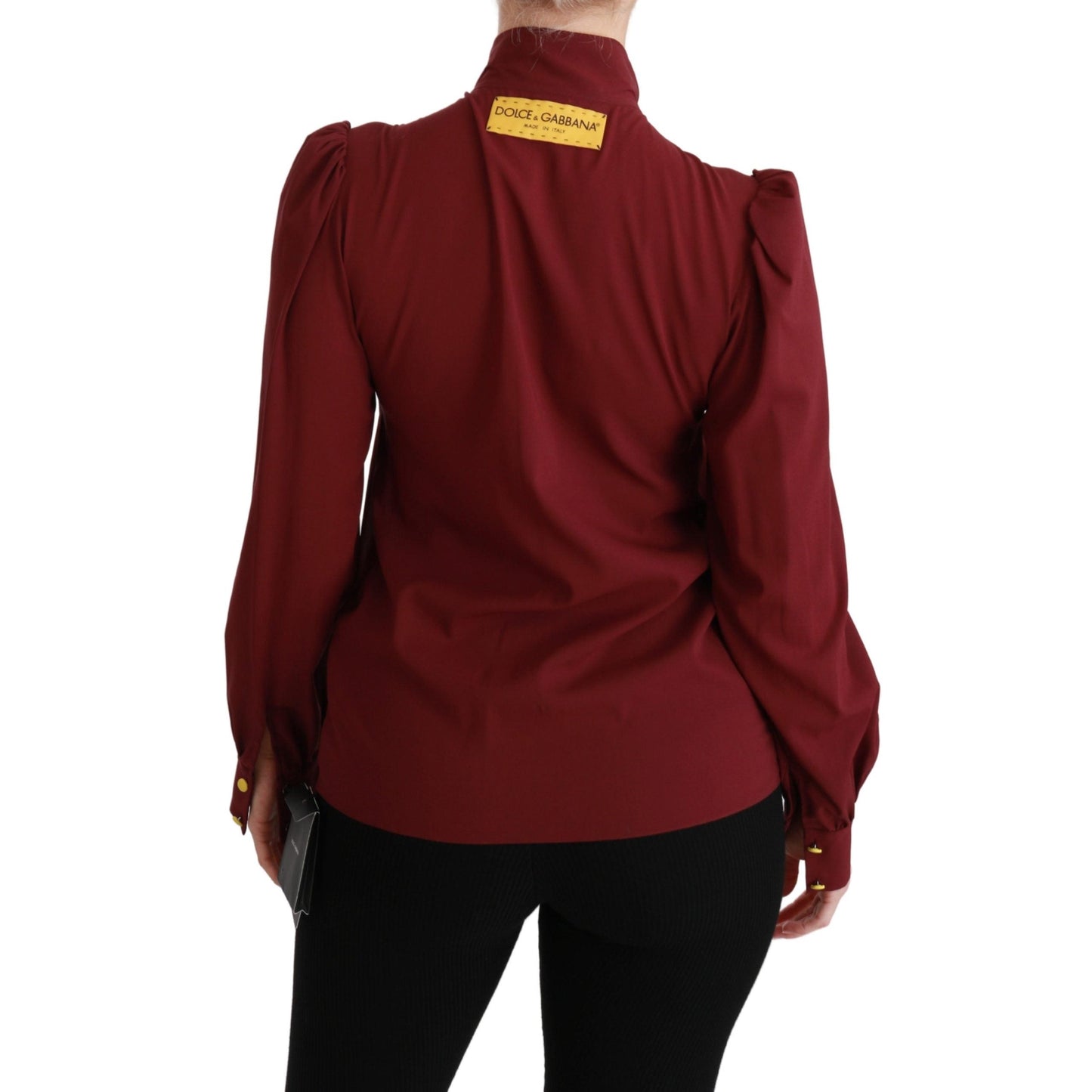 Maroon Long Sleeve Shirt Blouse Silk Top