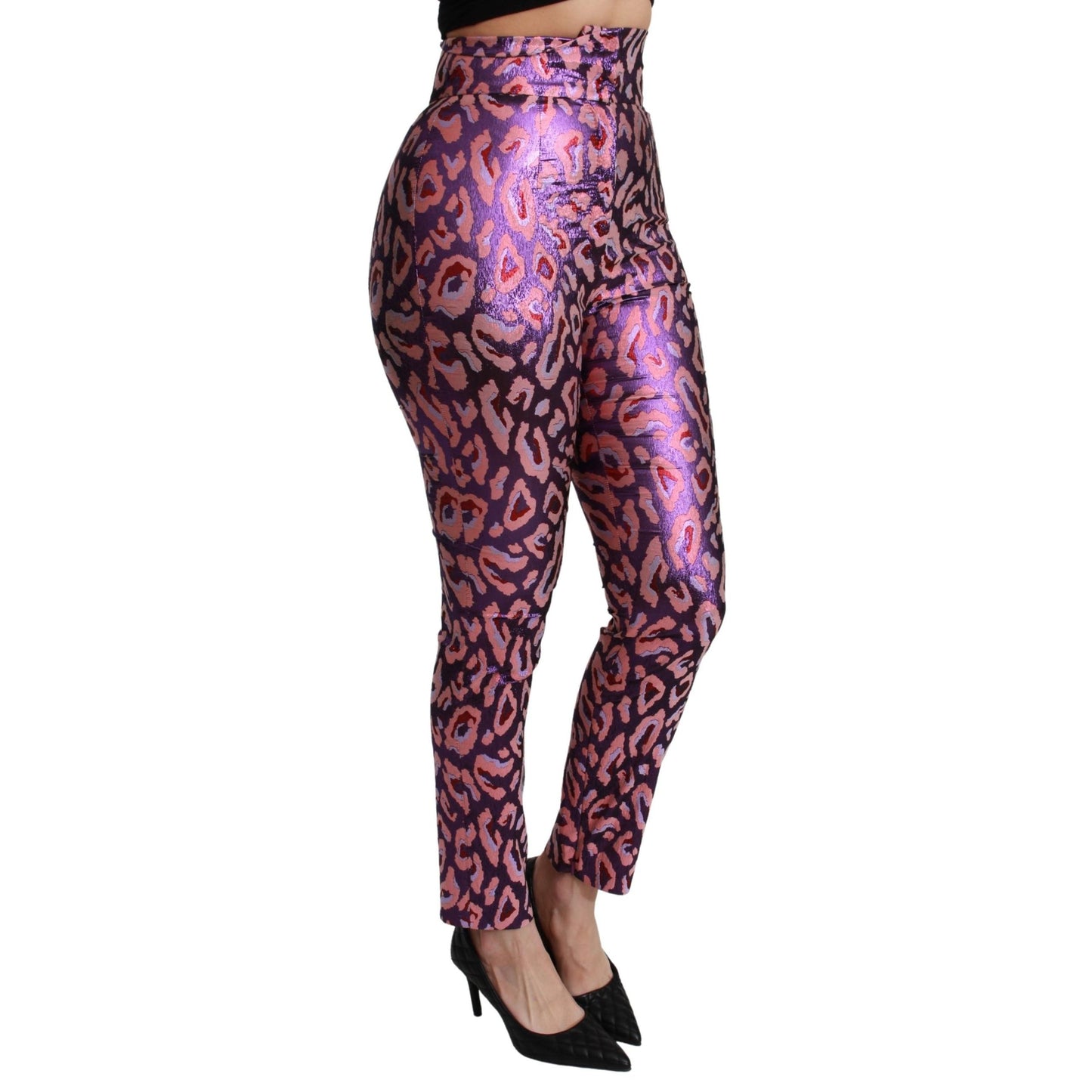 Multicolor Patterned Cropped High Waist Pants