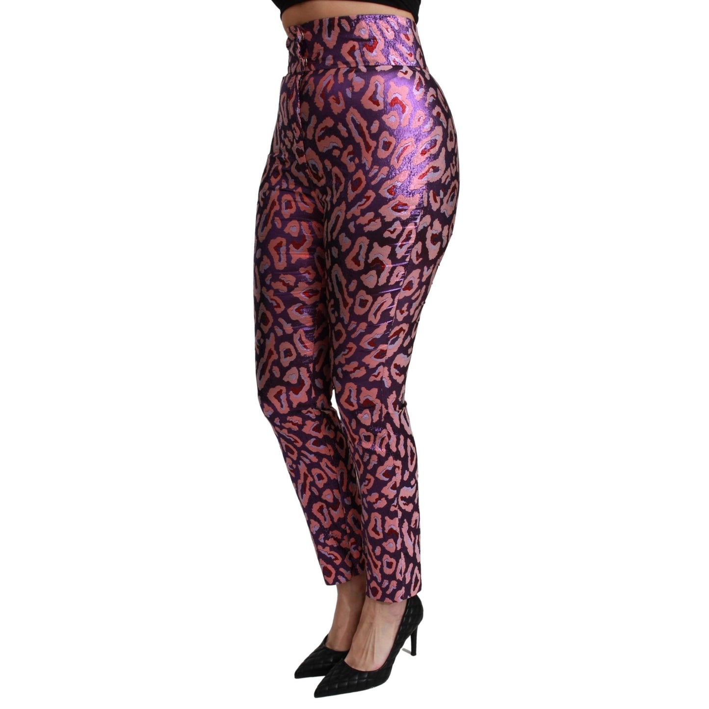 Multicolor Patterned Cropped High Waist Pants