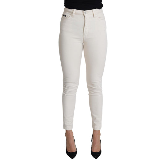 White Cotton Stretch Skinny Denim Trouser Jeans