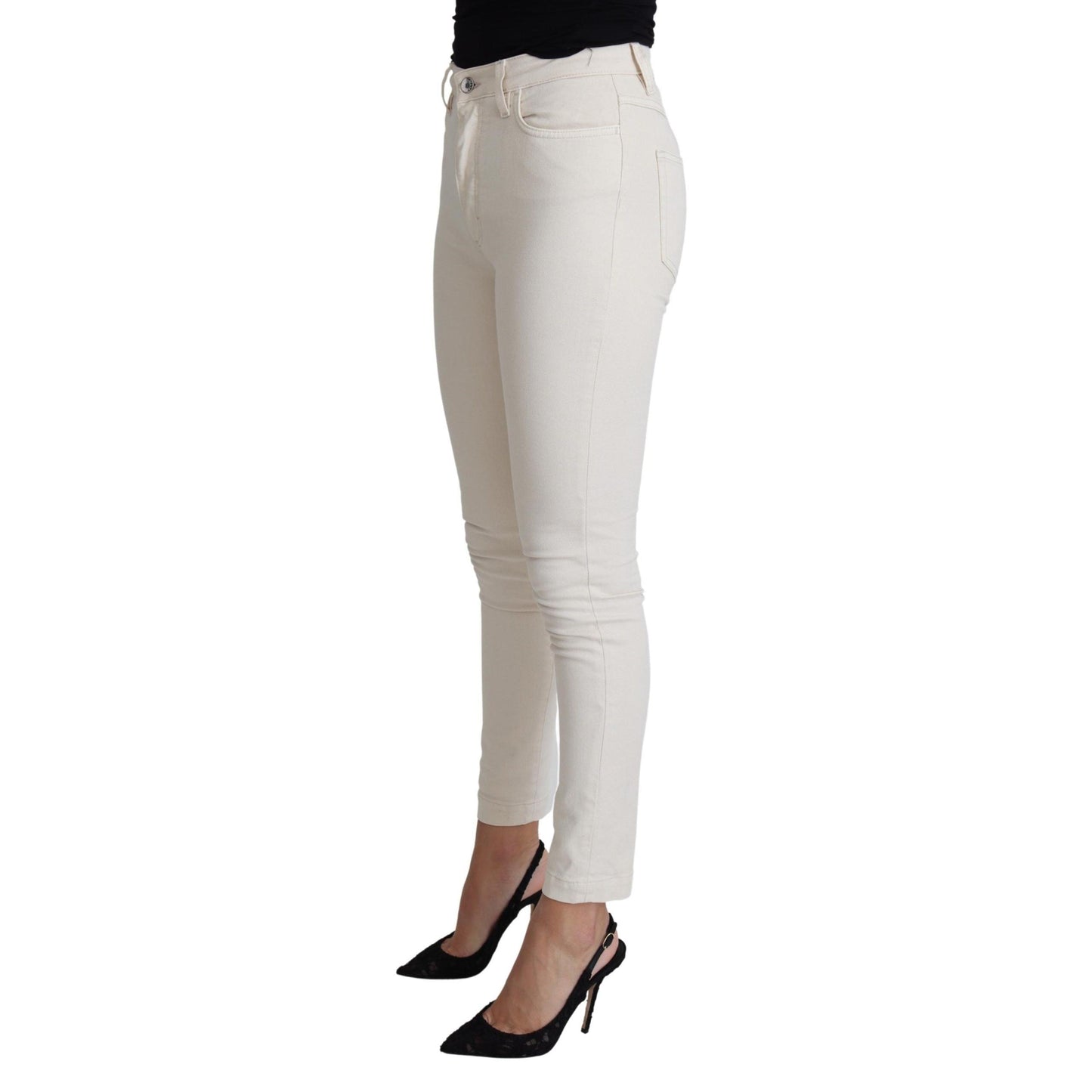 White Cotton Stretch Skinny Denim Trouser Jeans