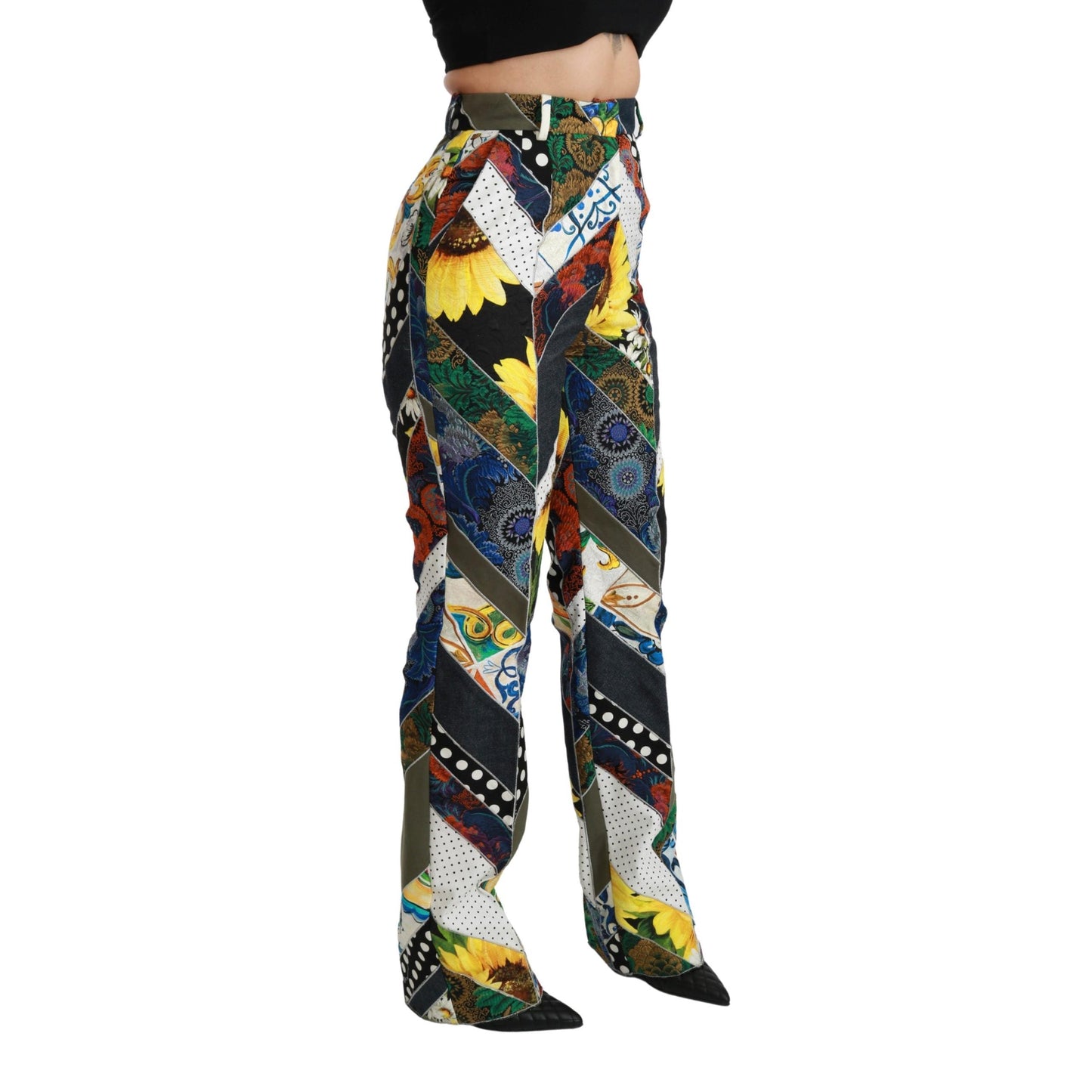 Multicolor Print High Waist Straight Pants