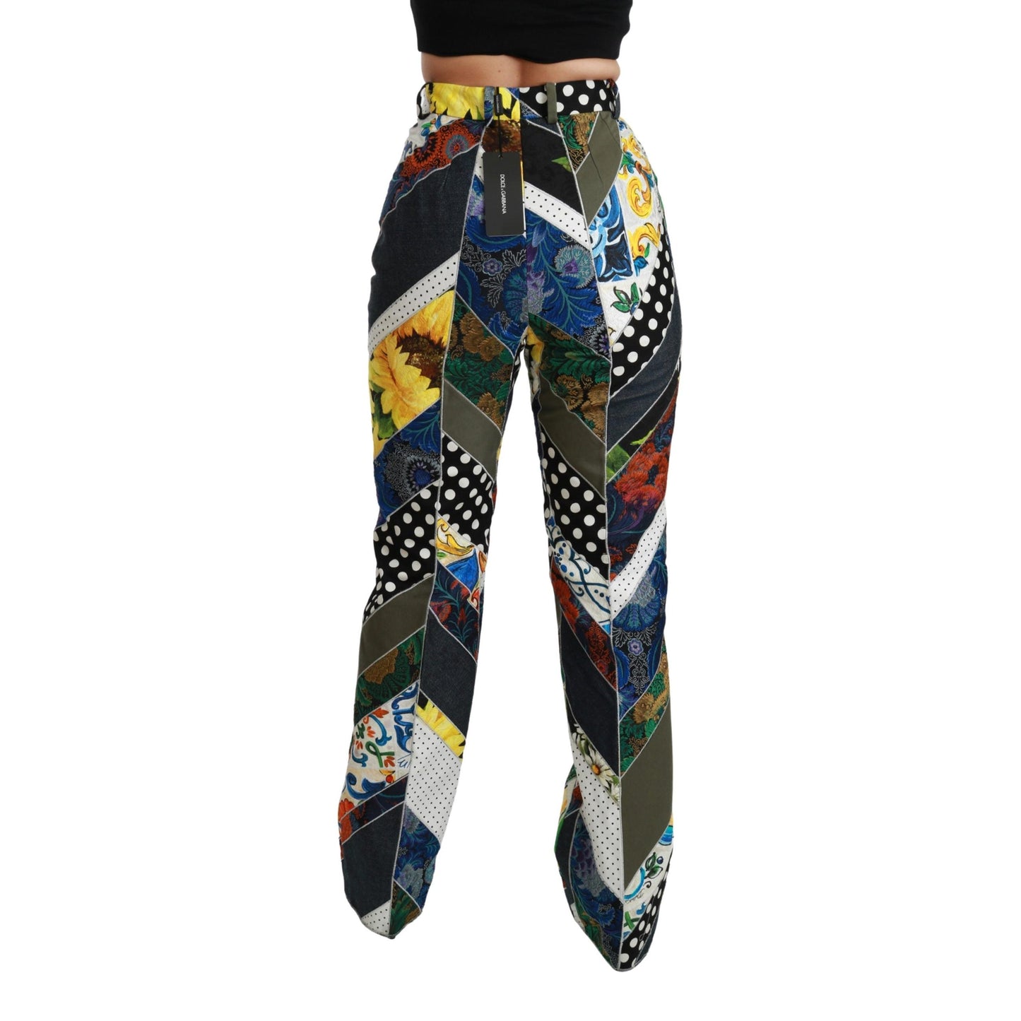 Multicolor Print High Waist Straight Pants