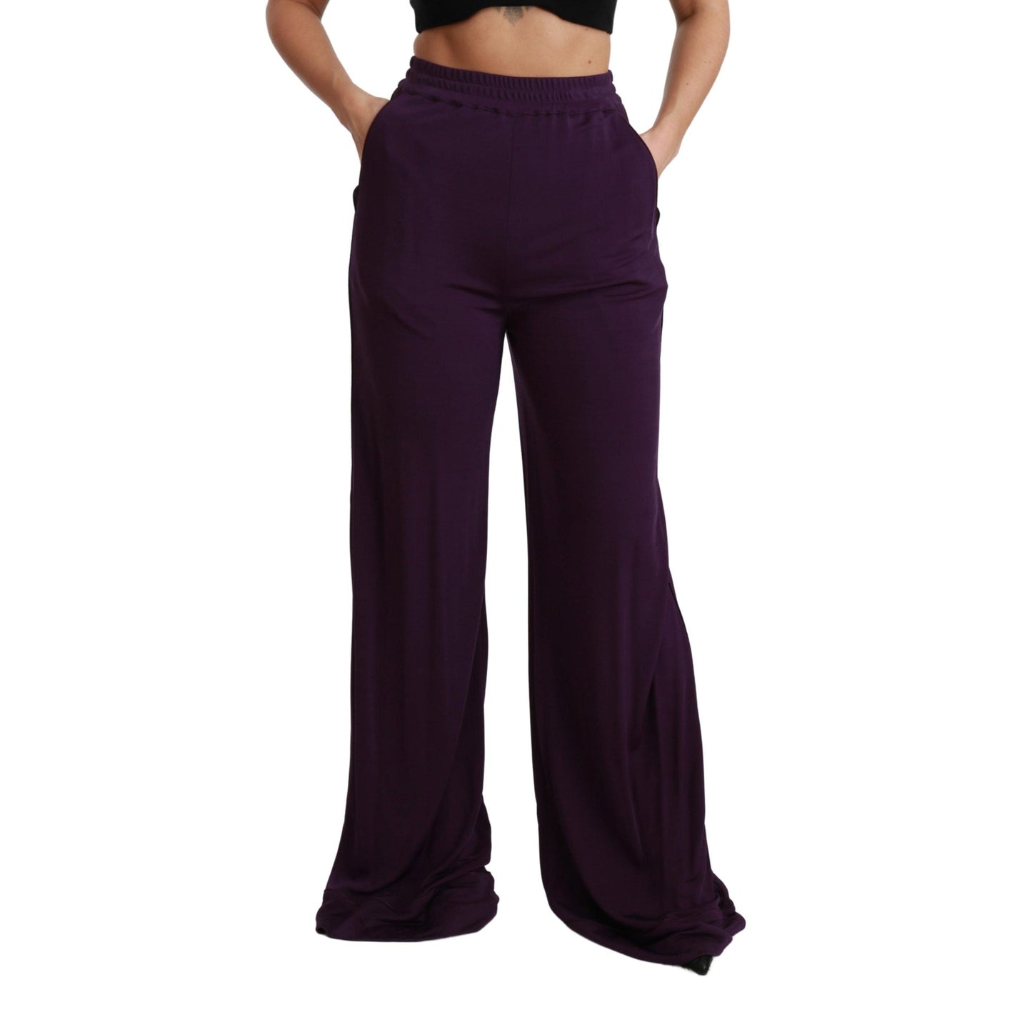 Purple Violet High Waist Wide Leg Trouser Pants