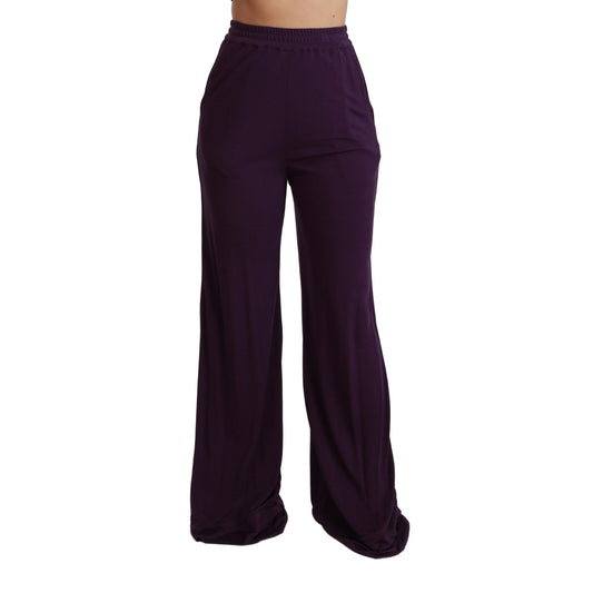 Purple Violet High Waist Wide Leg Trouser Pants