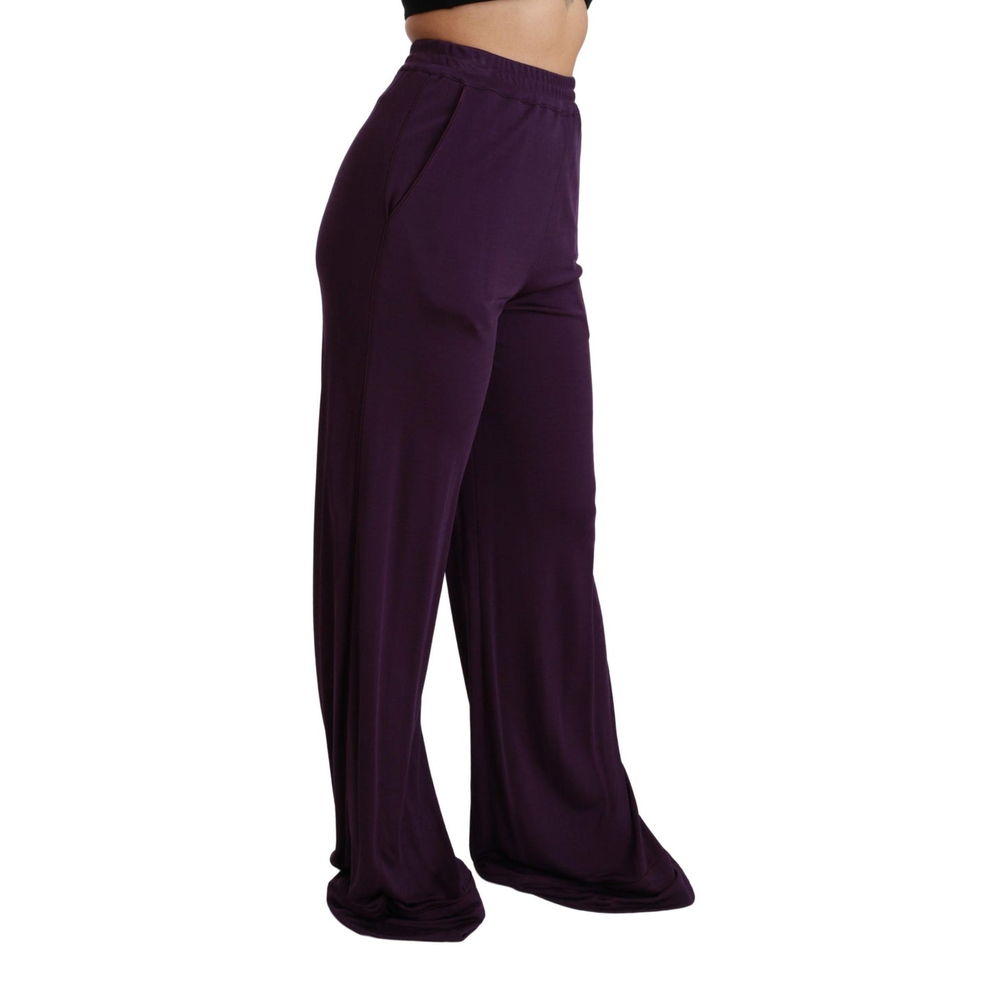 Purple Violet High Waist Wide Leg Trouser Pants