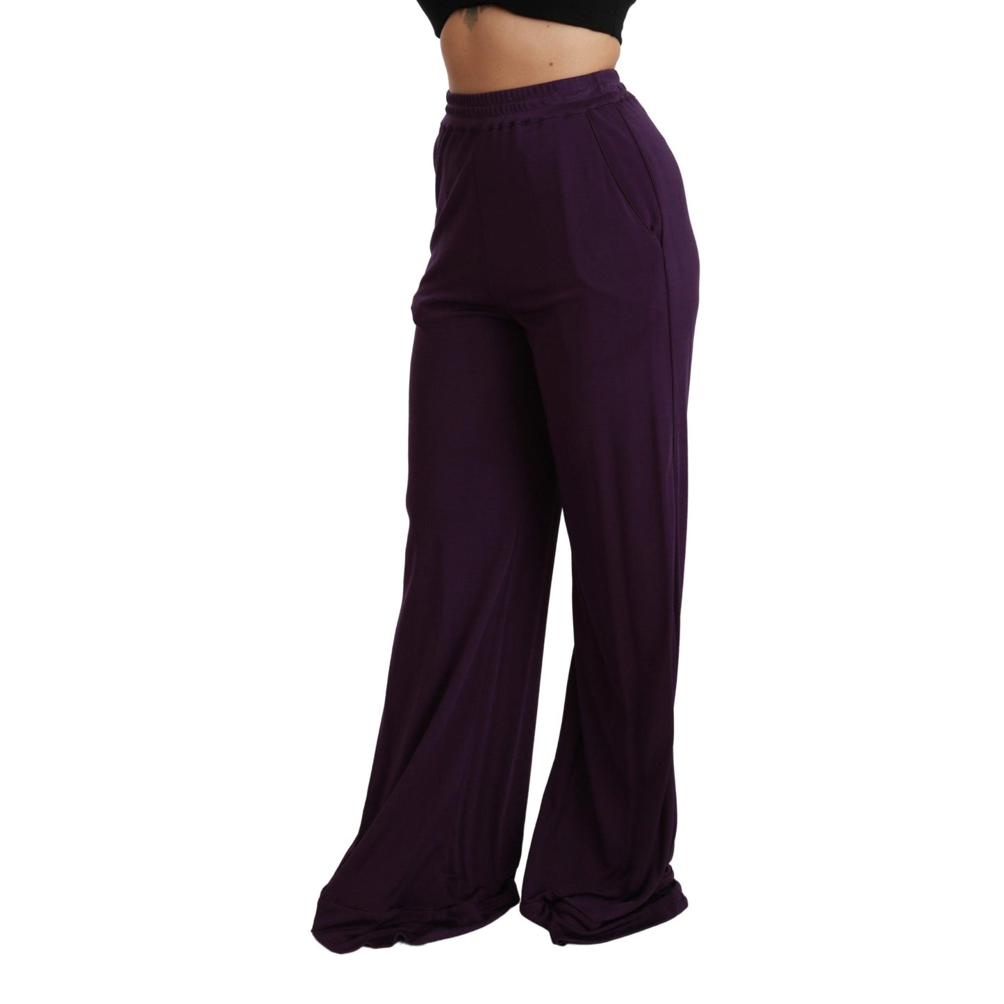 Purple Violet High Waist Wide Leg Trouser Pants