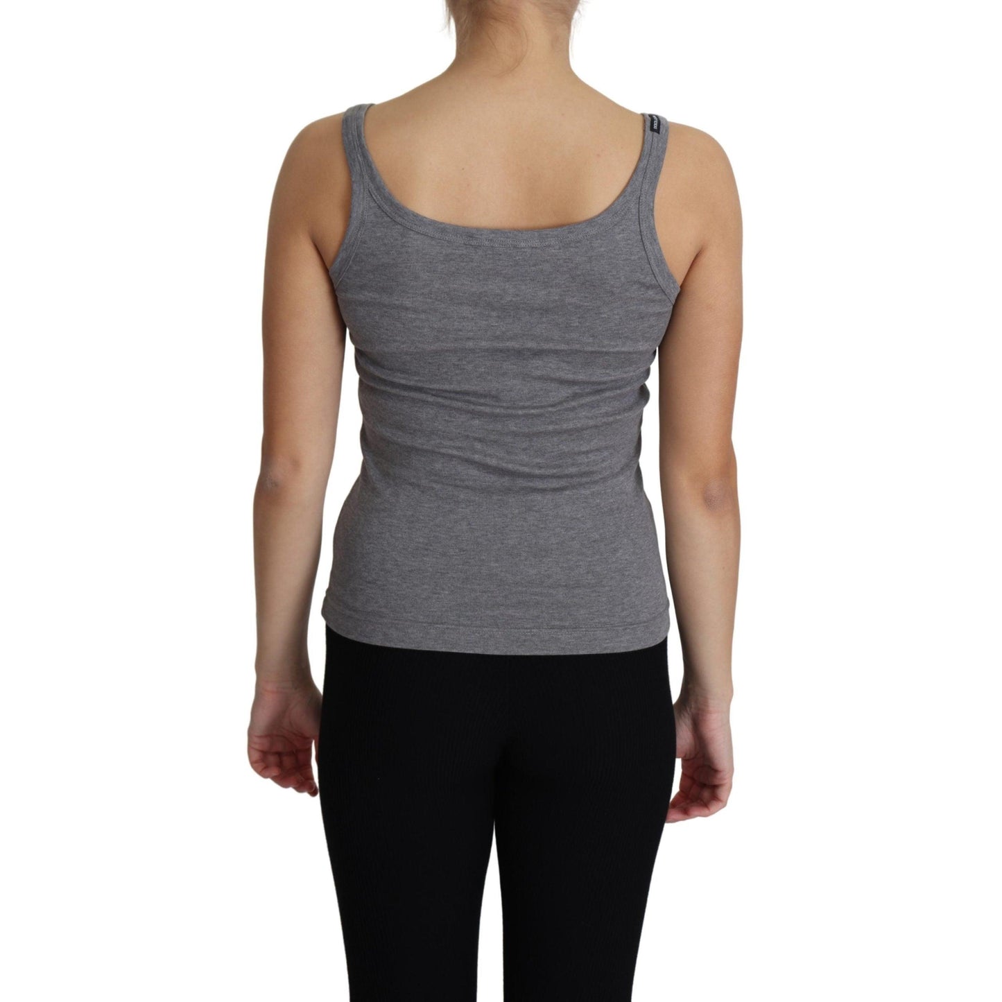 Gray 100% Cotton Sleeveless Tank Slim Fit Top