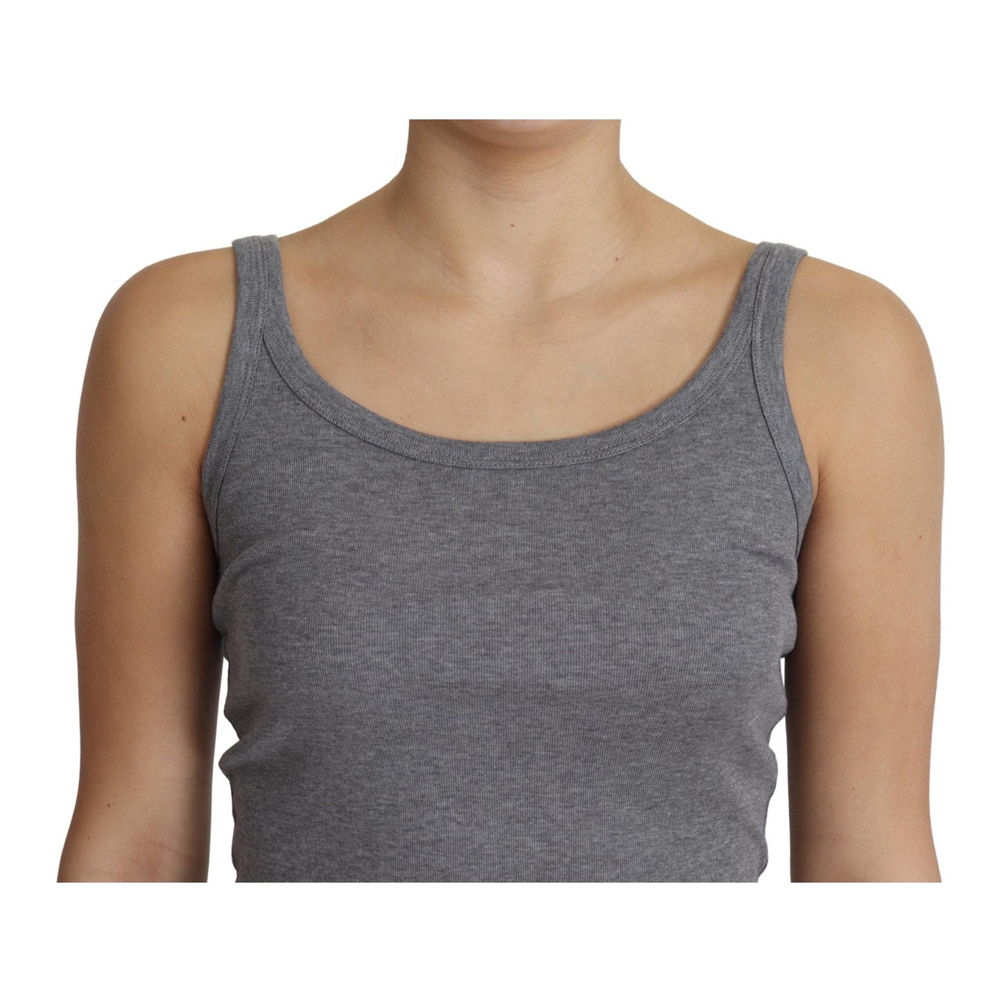Gray 100% Cotton Sleeveless Tank Slim Fit Top