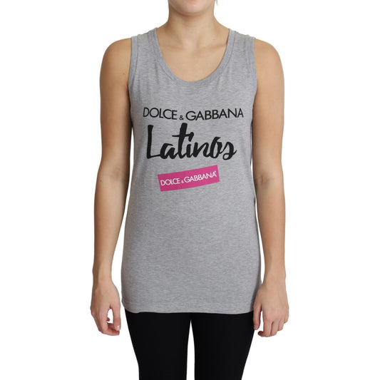 Gray Latinos Print Cotton Sleeveless Tank Top