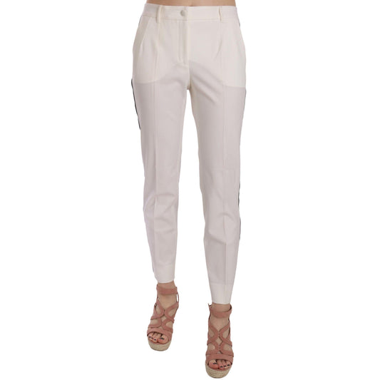 White Side Stripe Wool Tapered Trouser Pants