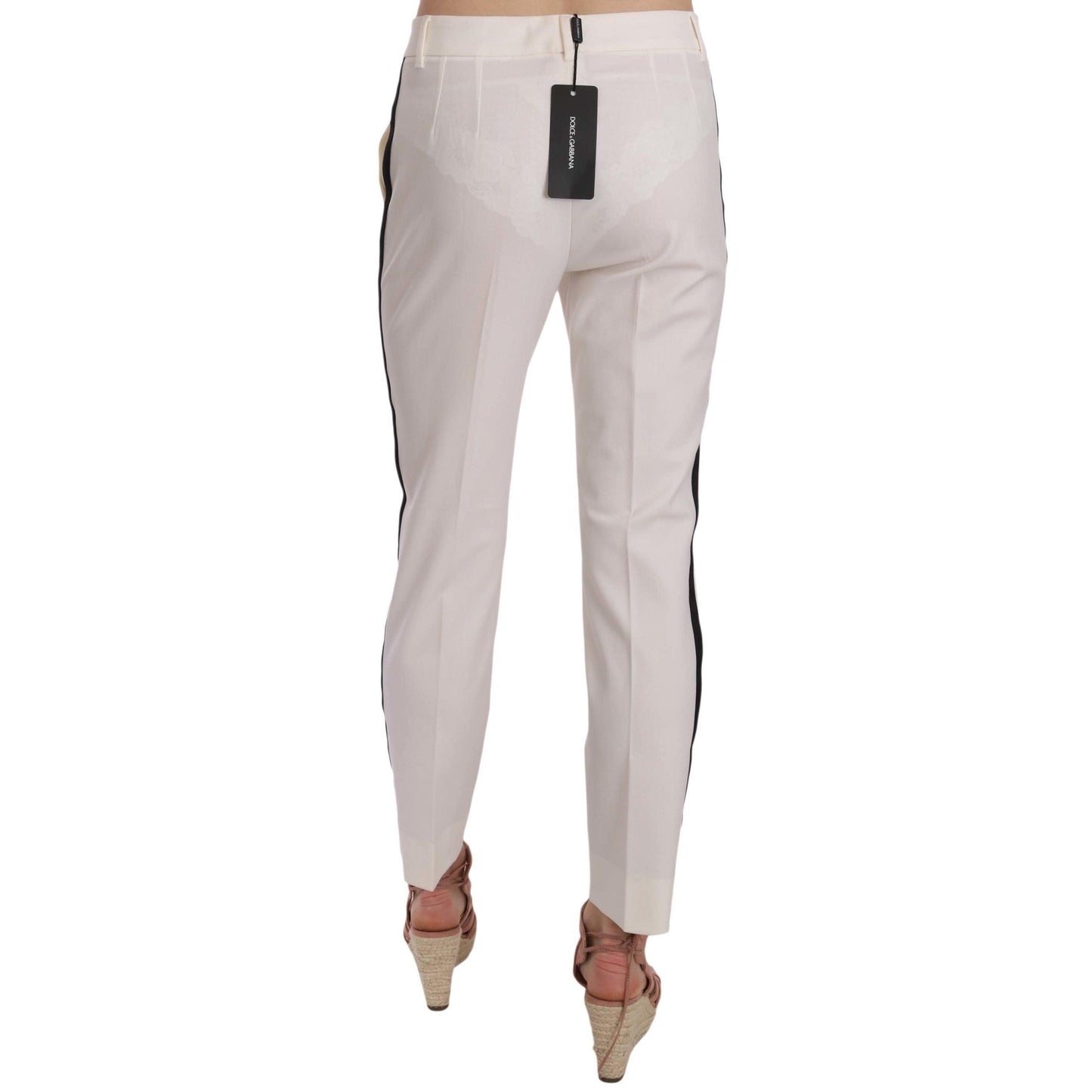 White Side Stripe Wool Tapered Trouser Pants