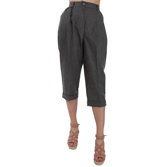 Wool Cropped Trouser Pleated Pant