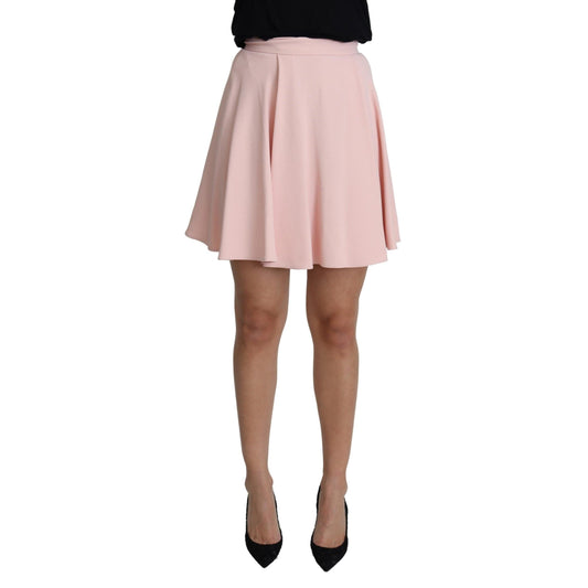 Pink Tuck Pleat Flare A-line Mini Rayon