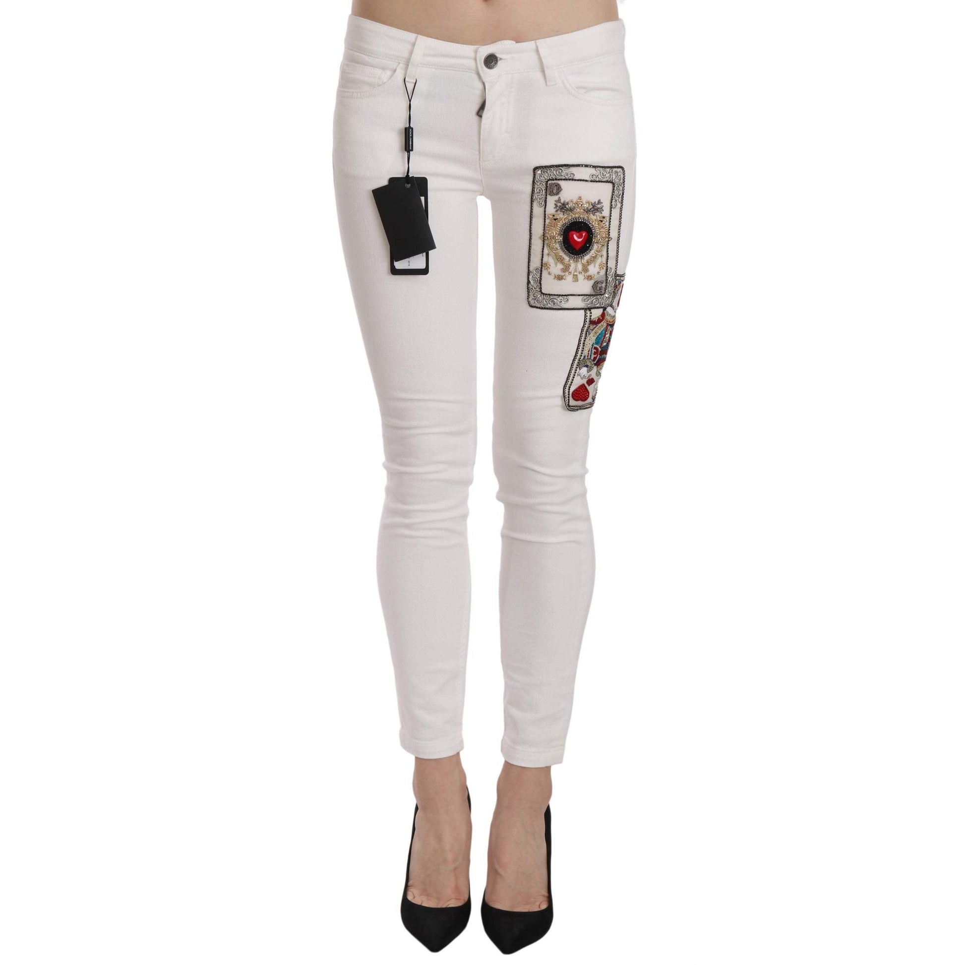 Queen Of Hearts Crystal Skinny Jeans - coffeewithmee2