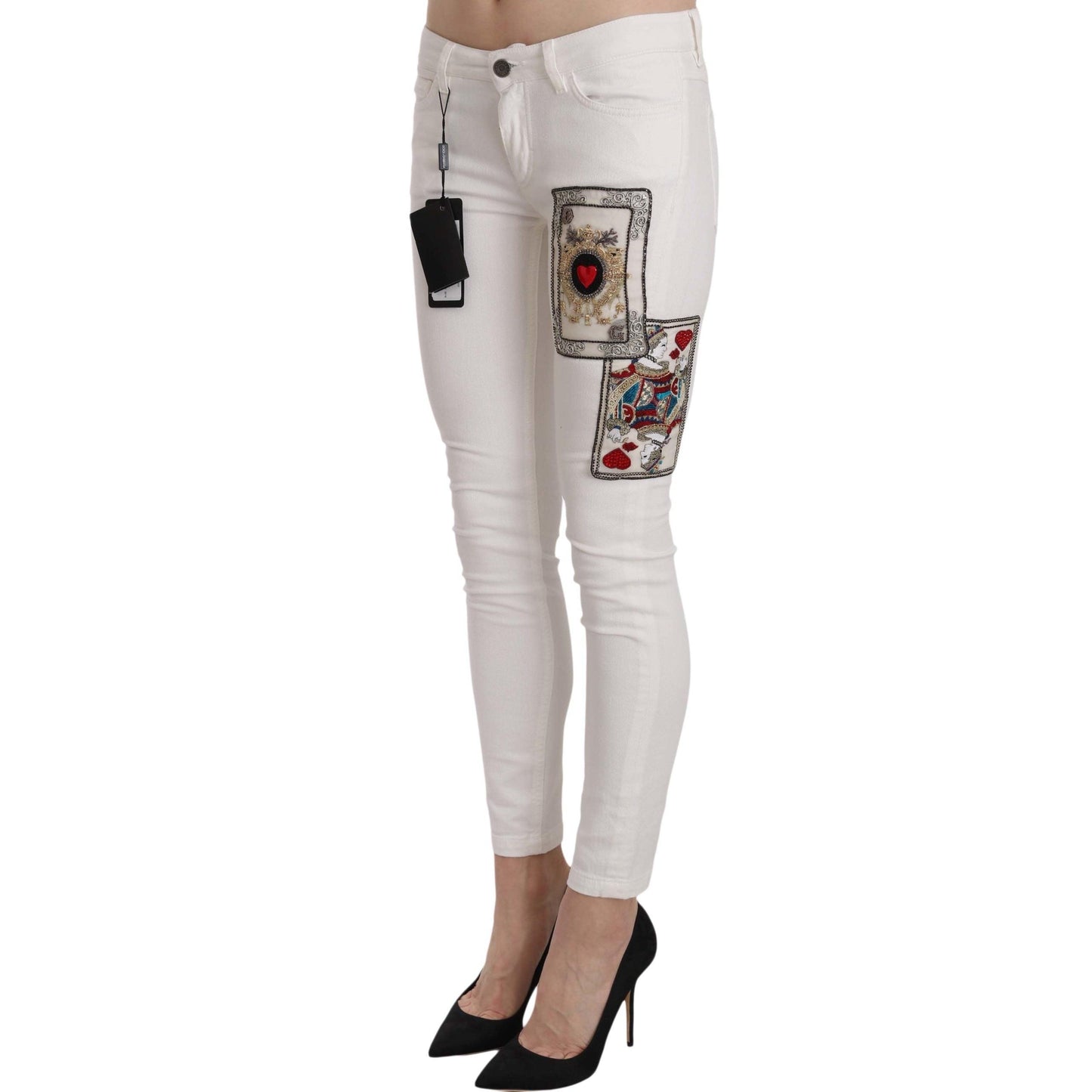 Queen Of Hearts Crystal Skinny Jeans - coffeewithmee2