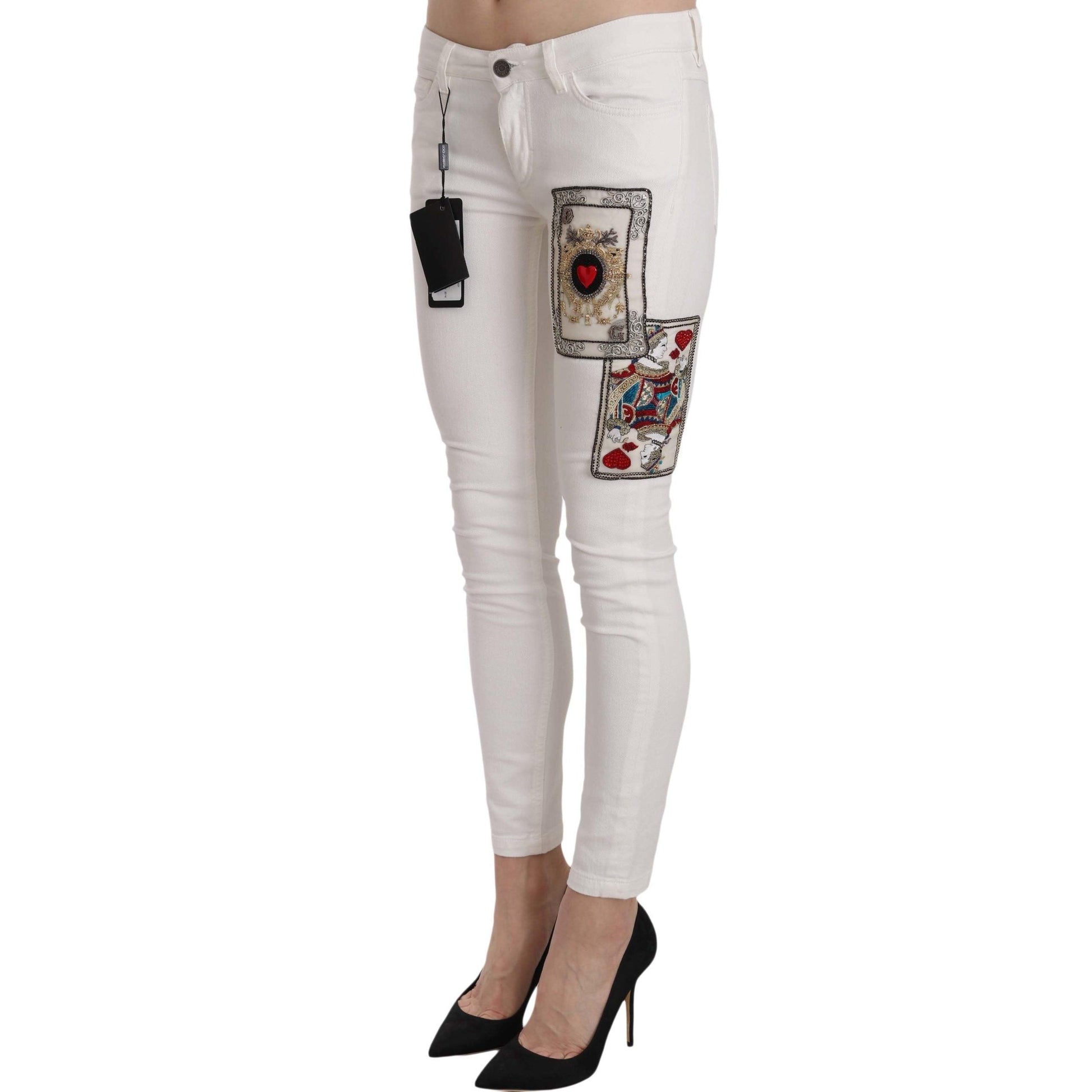 Queen Of Hearts Crystal Skinny Jeans - coffeewithmee2
