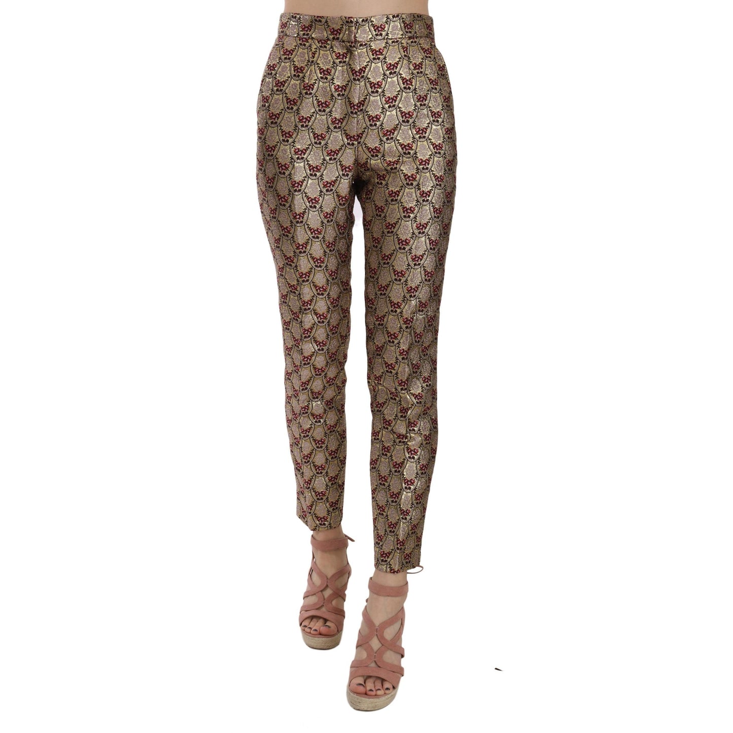 Jacquard Metallic Tapered Trouser Pants