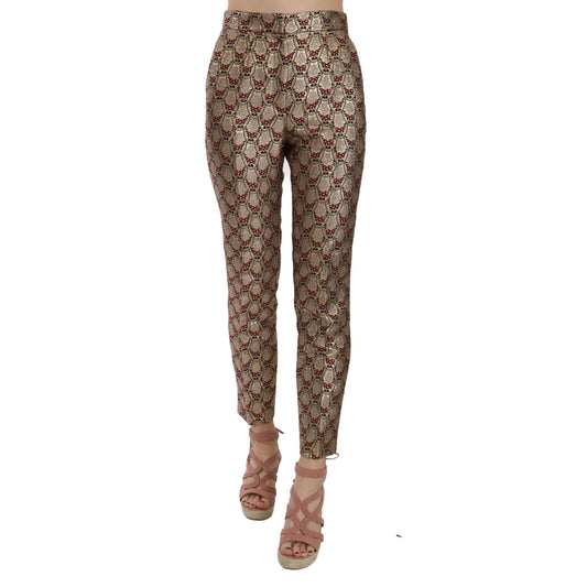 Jacquard Metallic Tapered Trouser Pants