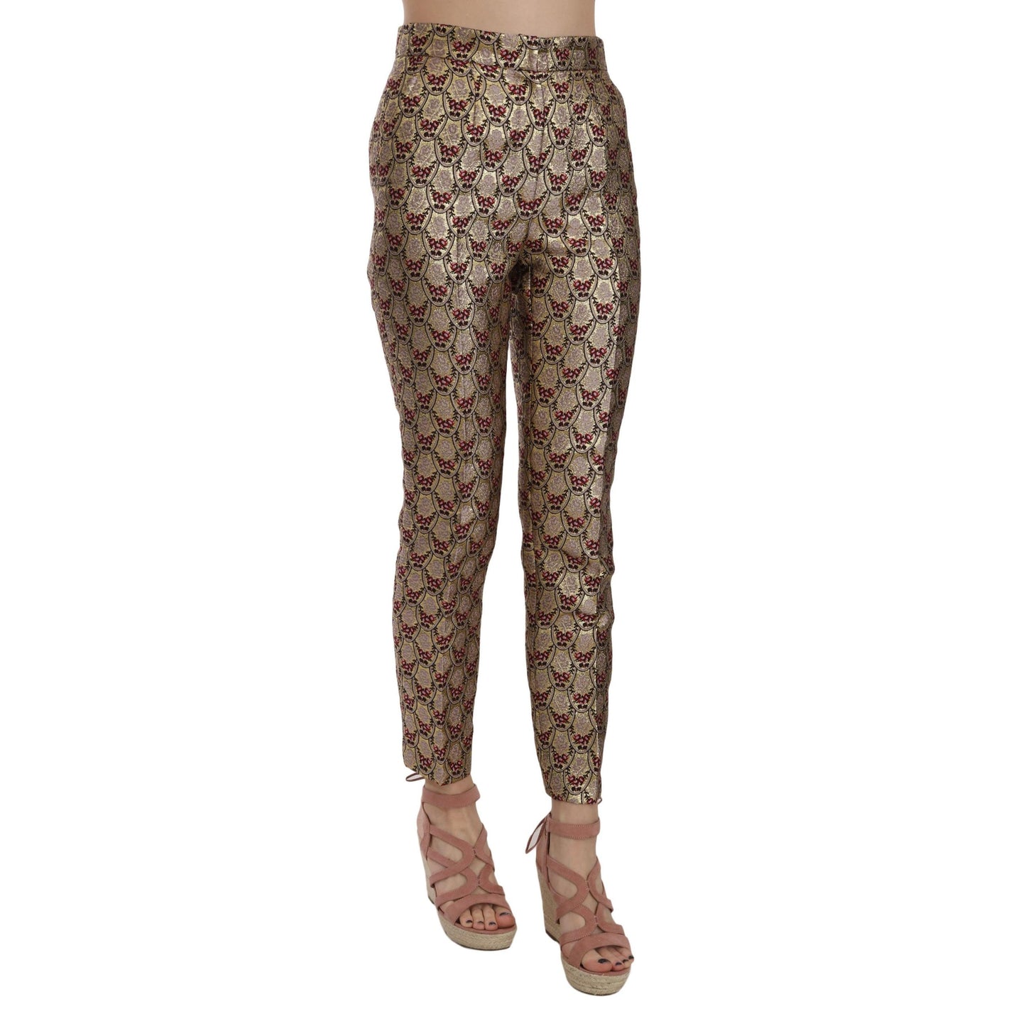 Jacquard Metallic Tapered Trouser Pants