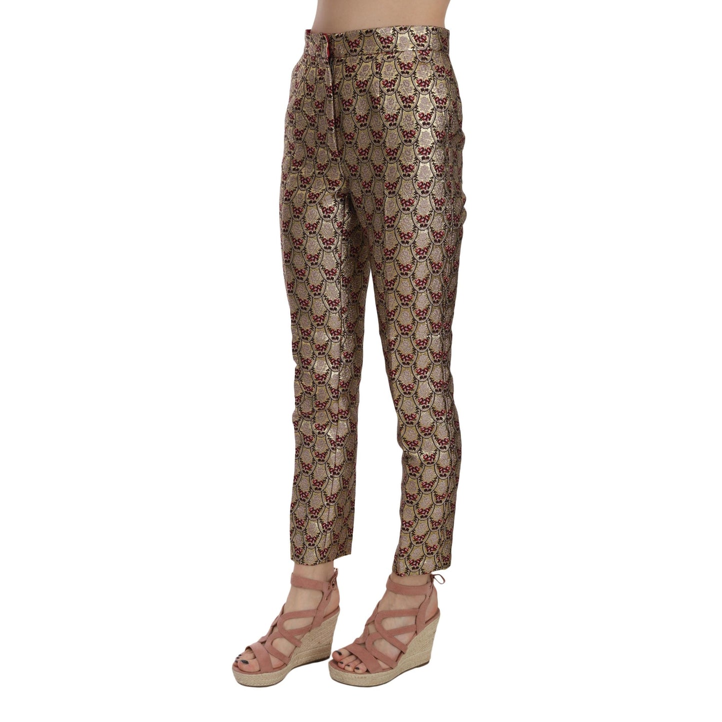 Jacquard Metallic Tapered Trouser Pants