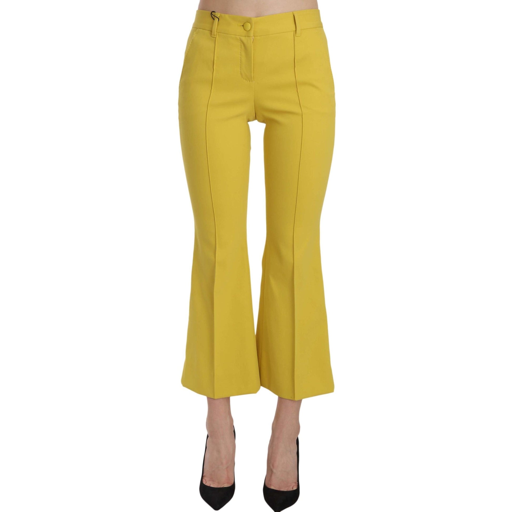 Yellow Flared Bootcut Capri Cotton Pants - coffeewithmee2