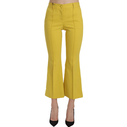 Yellow Flared Bootcut Capri Cotton Pants - coffeewithmee2