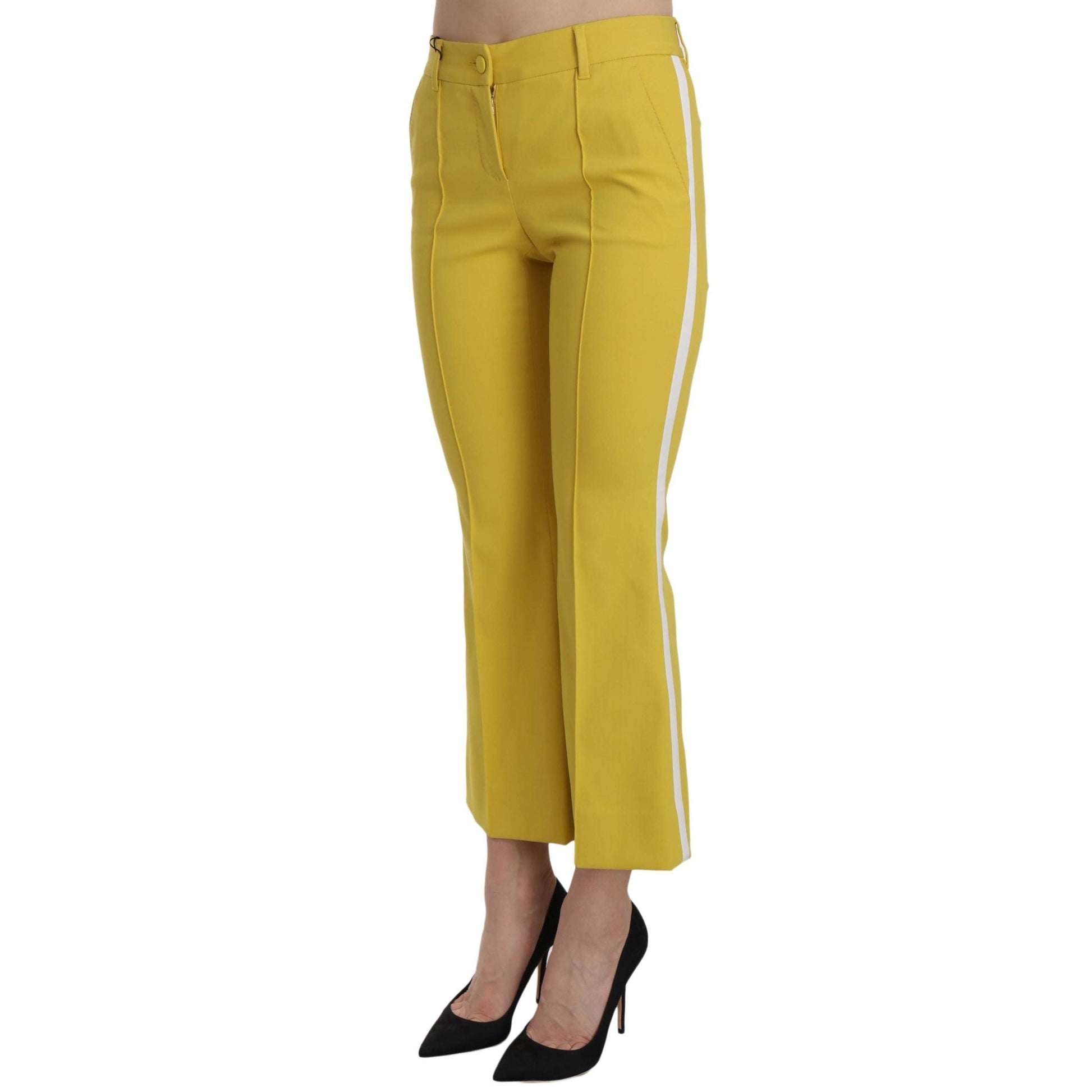 Yellow Flared Bootcut Capri Cotton Pants - coffeewithmee2
