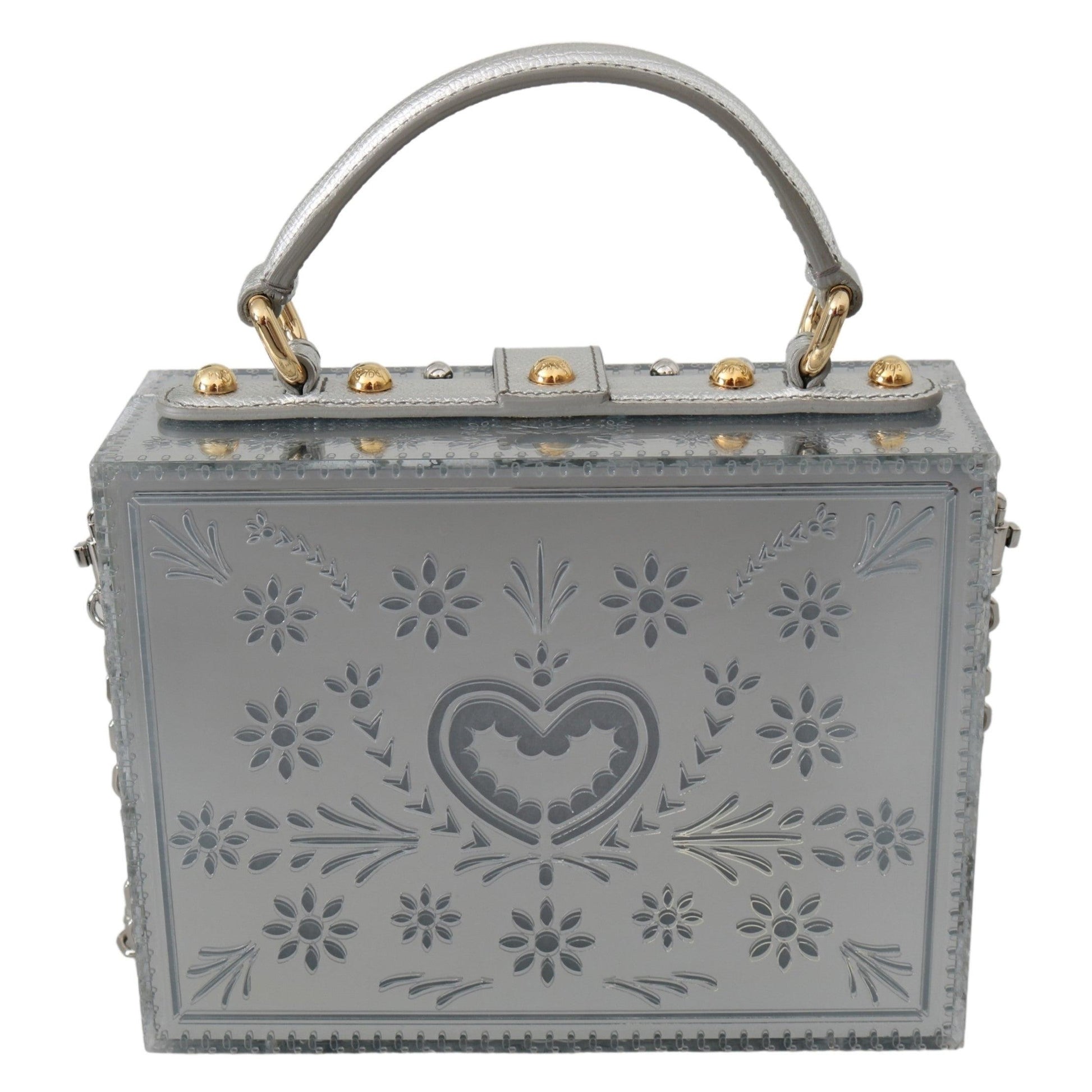 Silver Floral Padlock Sling Clutch Crystal BOX Bag - coffeewithmee2
