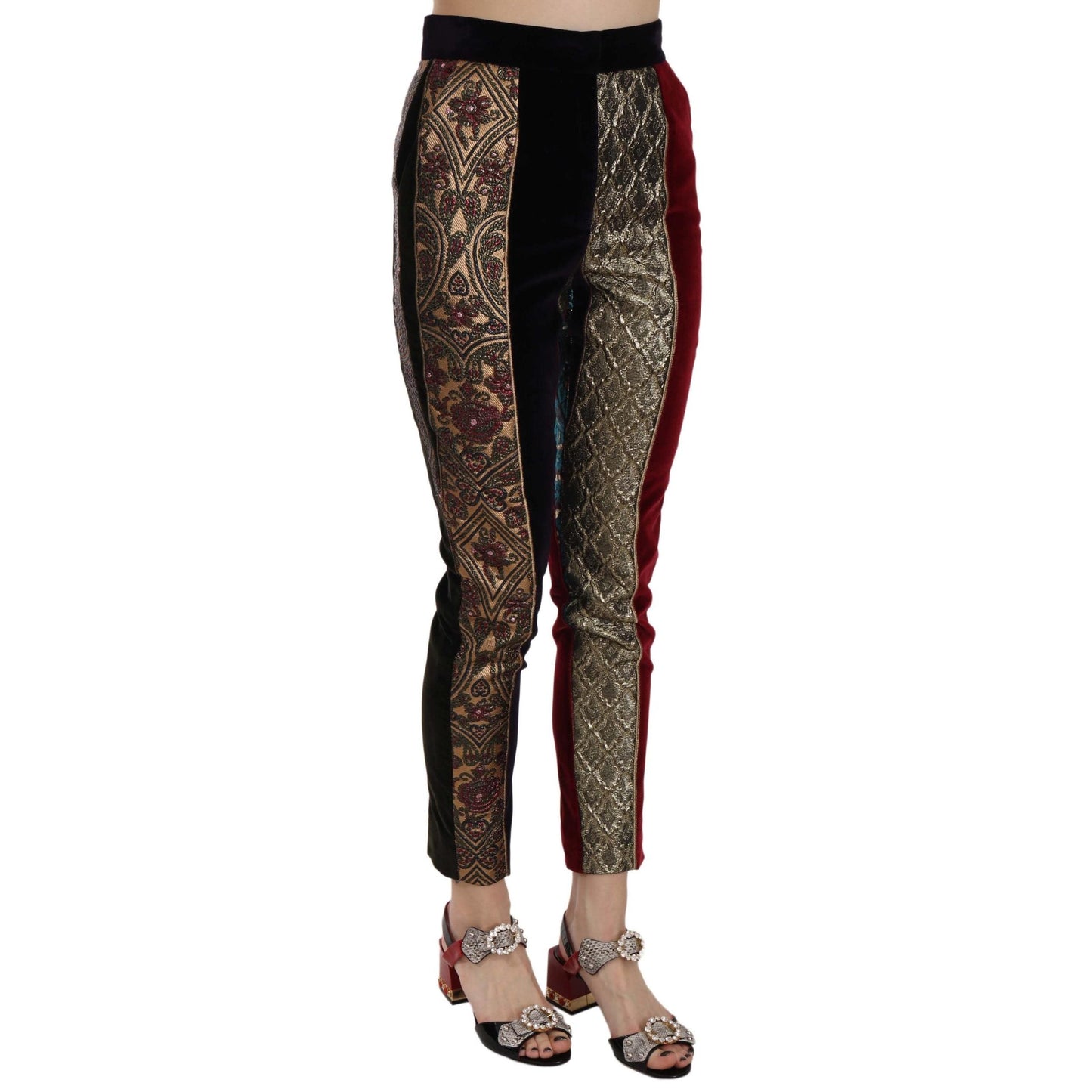Multicolor Jacquard Cropped Tapered Pants