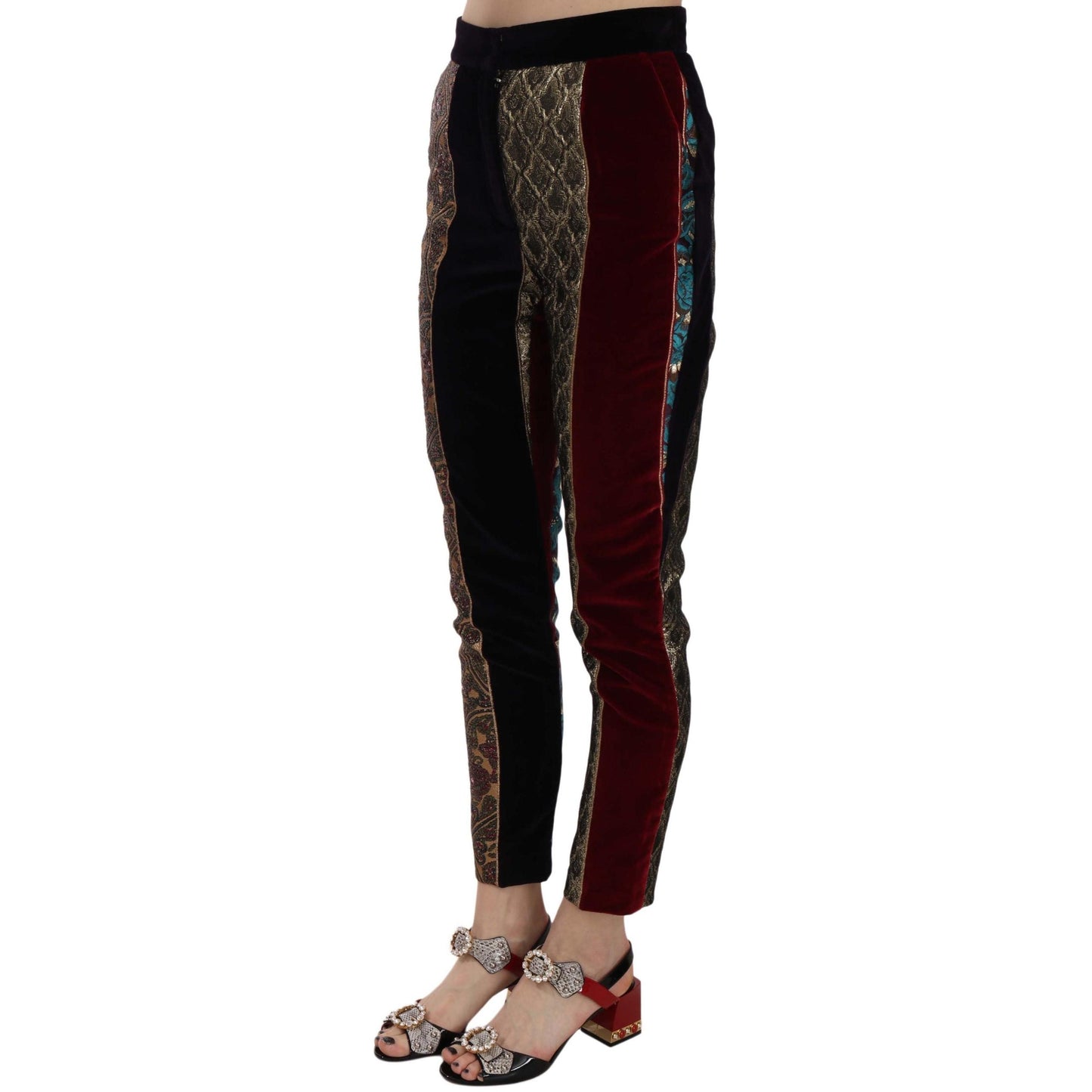 Multicolor Jacquard Cropped Tapered Pants