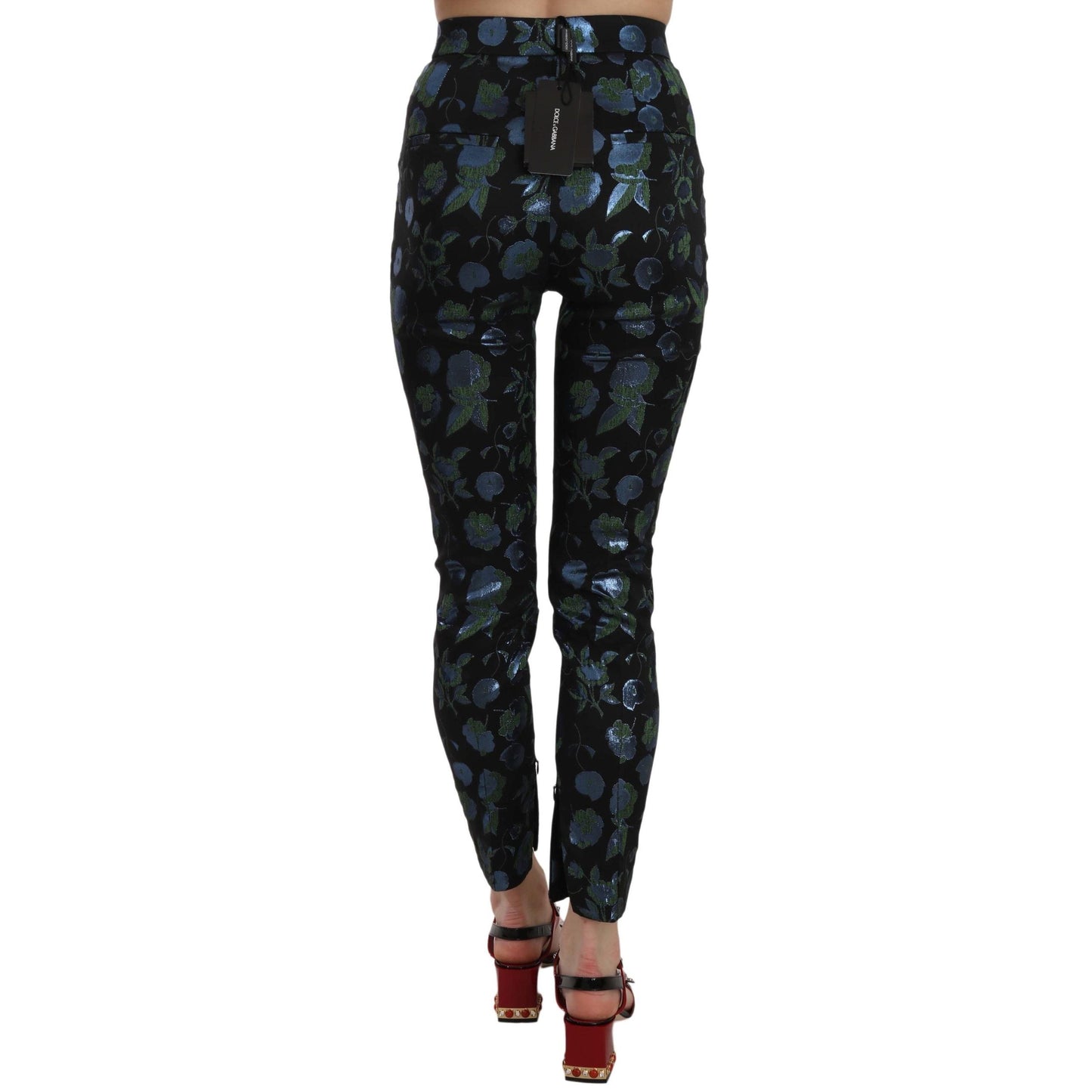 Cropped Floral Jacquard Skinny Pants