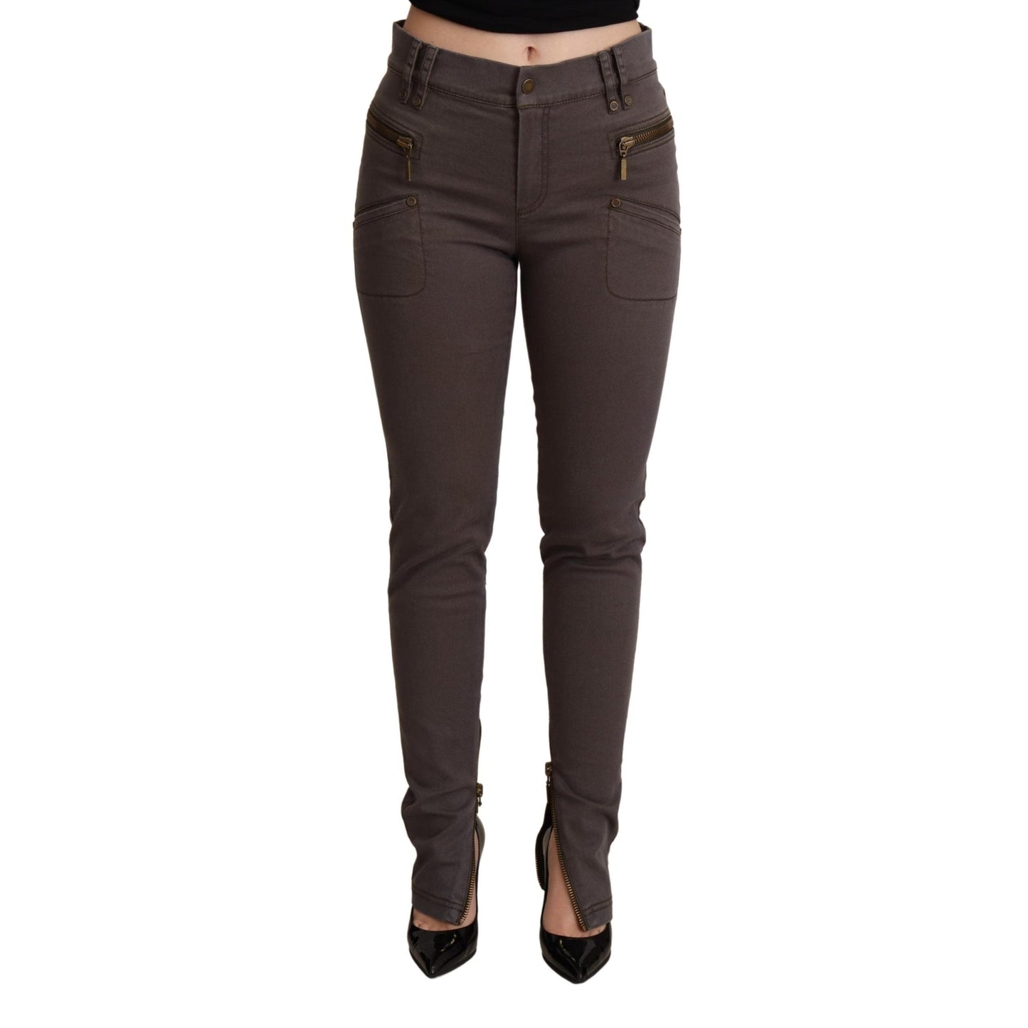 Brown Cotton Stretch Skinny Denim Jeans