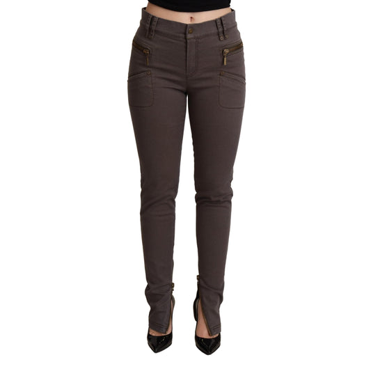 Brown Cotton Stretch Skinny Denim Jeans