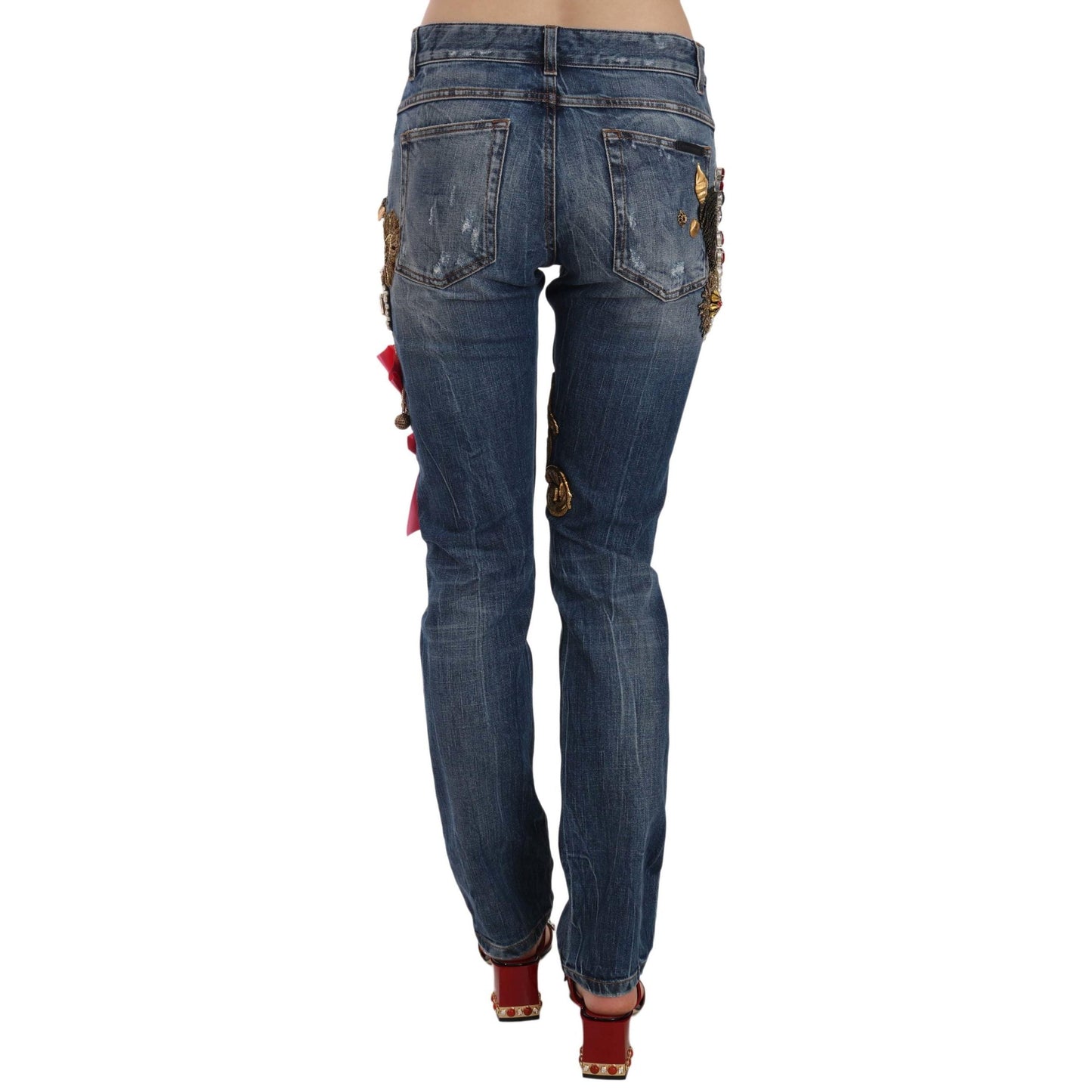 Crystal Embellished Cross Skinny Denim Pant