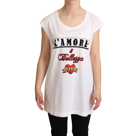 White L'AMORE Cotton Tank Top T-shirt