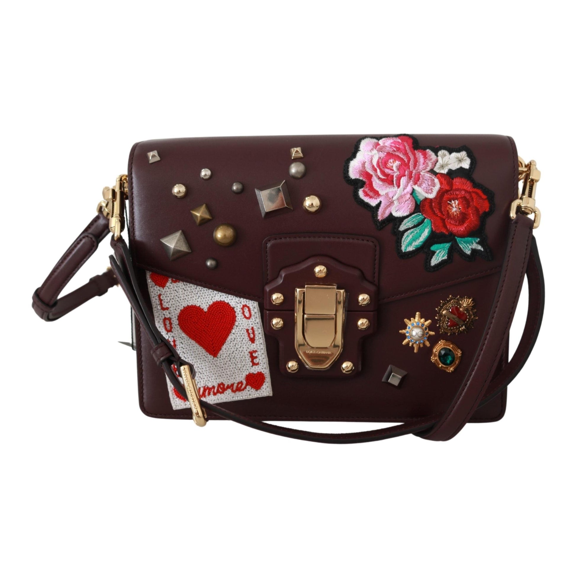 LUCIA Leather Burgundy Jewelled Shoulder Women Bag - coffeewithmee2