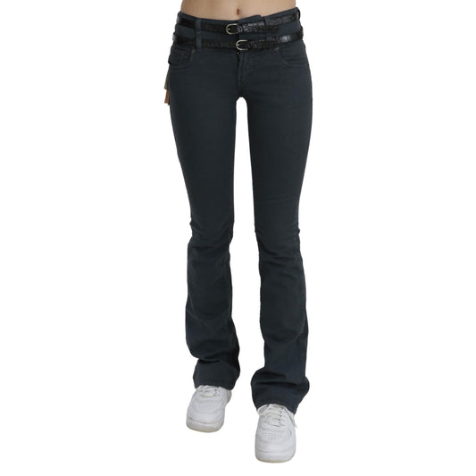 Gray Mid Waist Slim Flared Denim Trouser Jeans