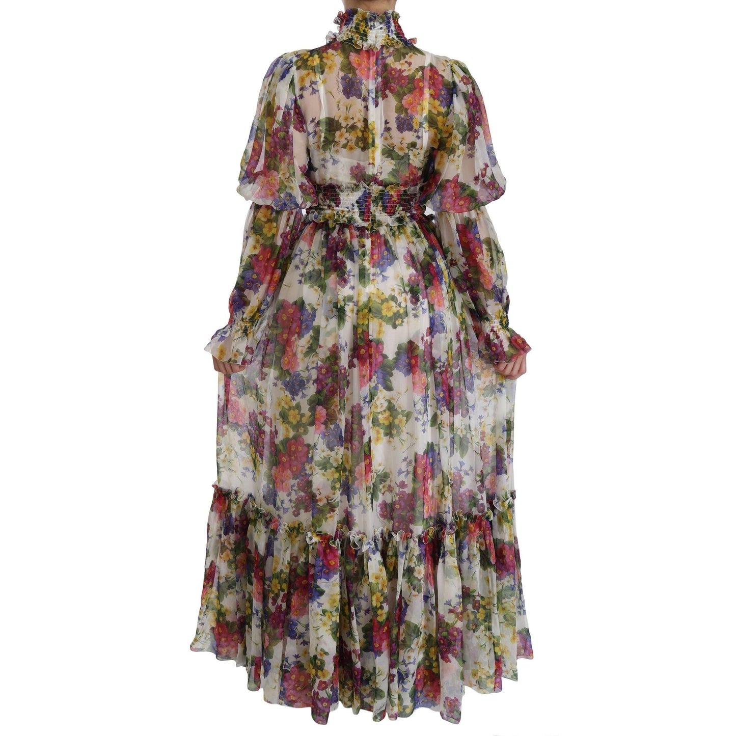 Multicolor Floral Silk Long Gown Dress
