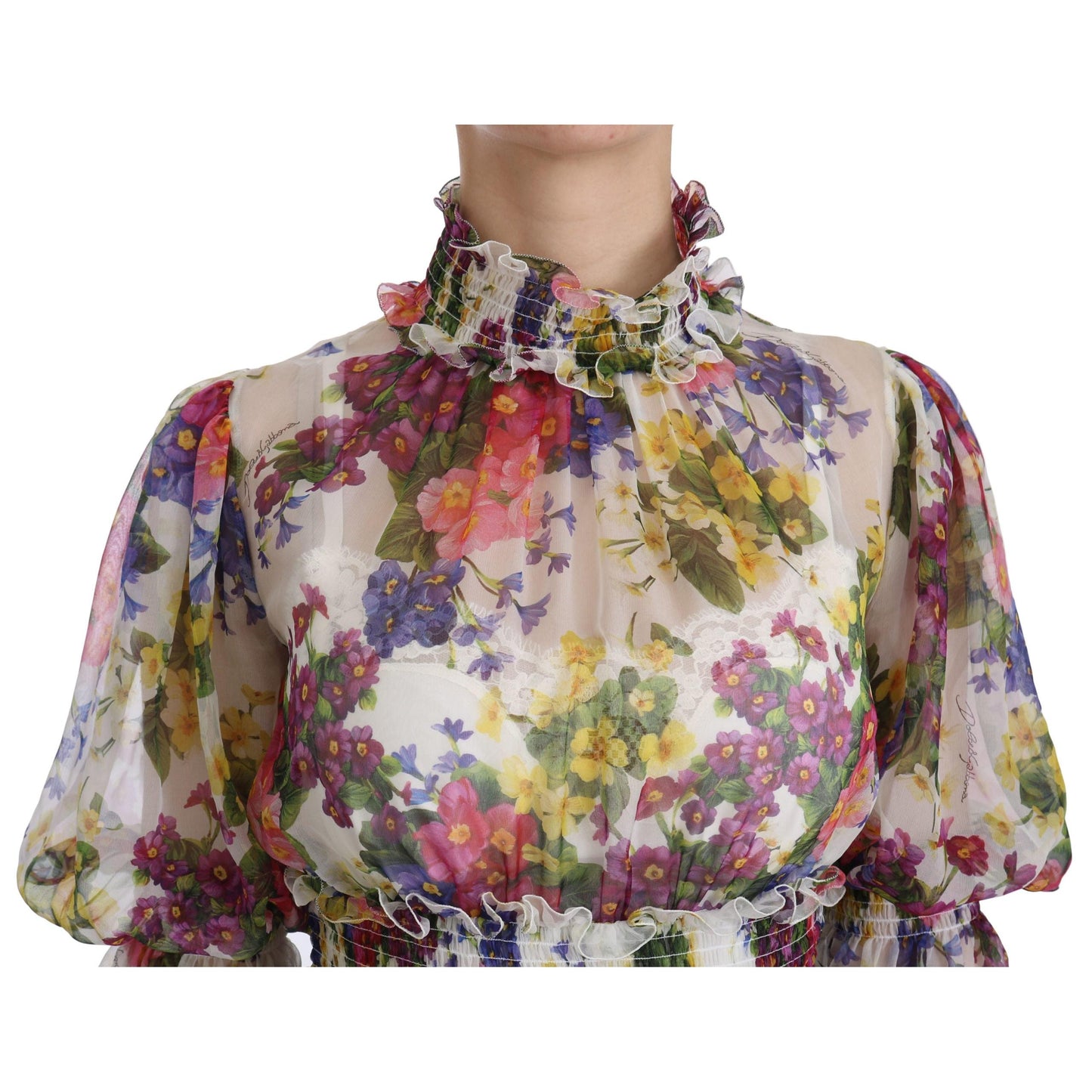 Multicolor Floral Silk Long Gown Dress